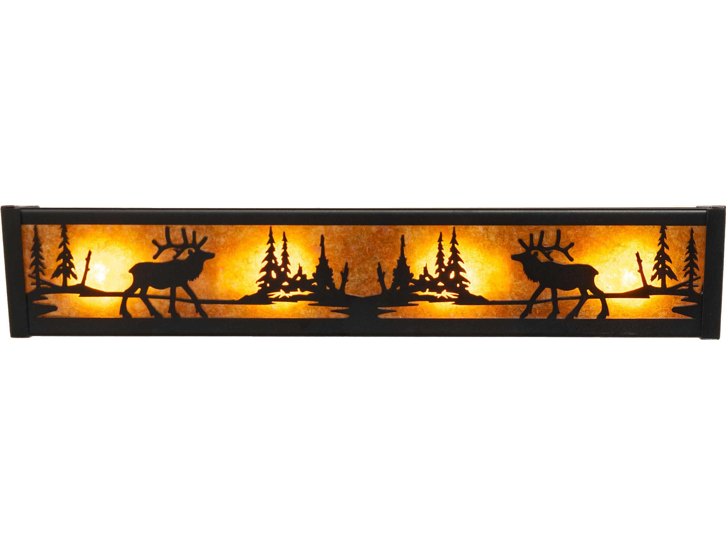 Meyda Elk At Lake 4-Light Textured Black Vanity Light