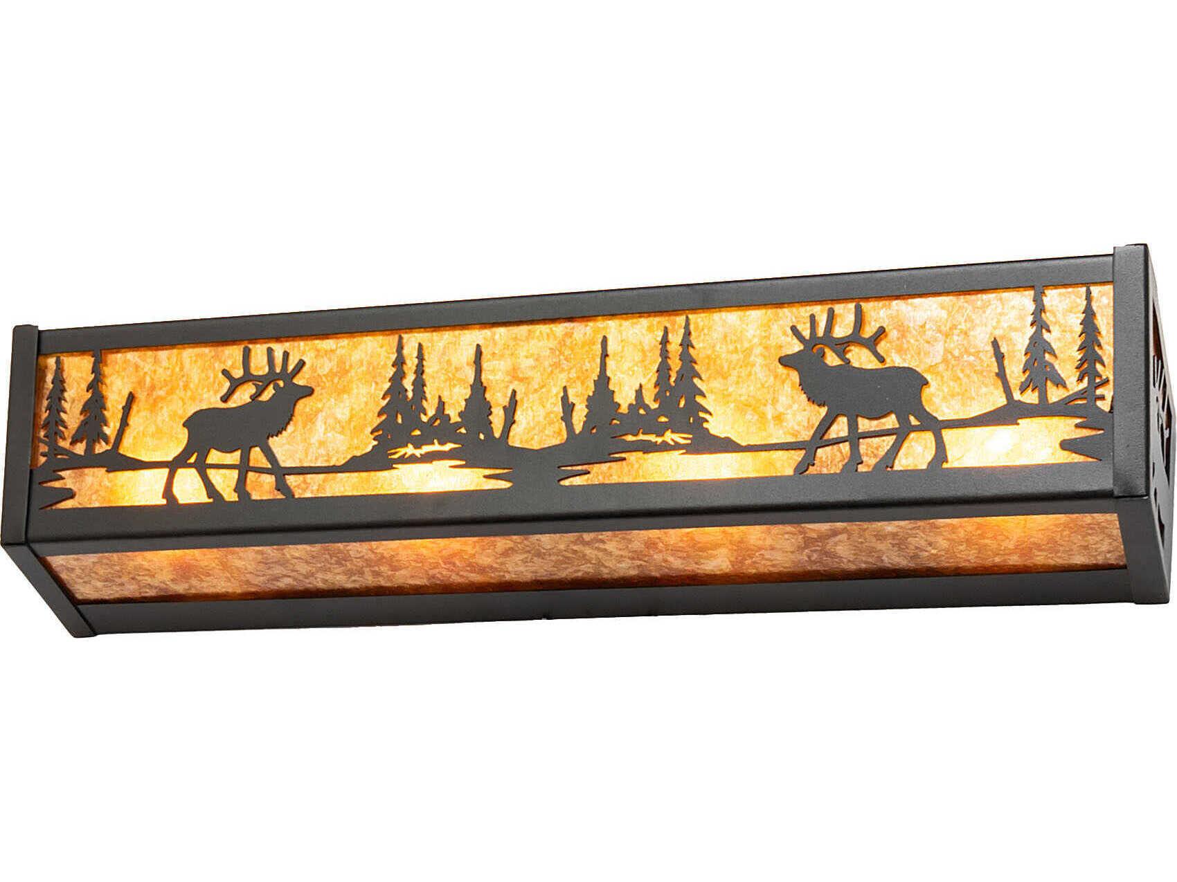 Meyda Elk At Lake 4-Light Textured Black Vanity Light