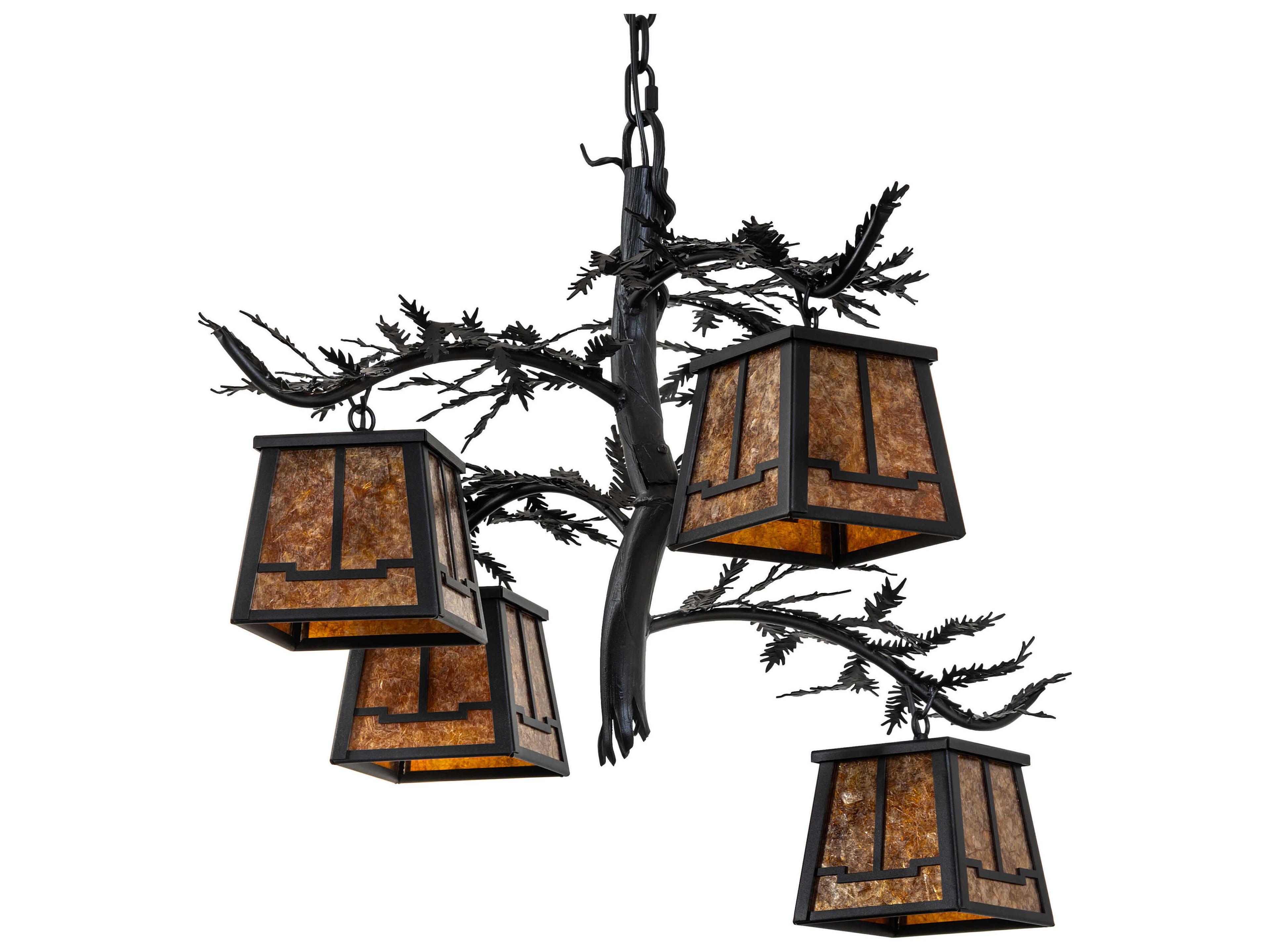 Meyda Pine Branch 4-Light Textured Black Chandelier