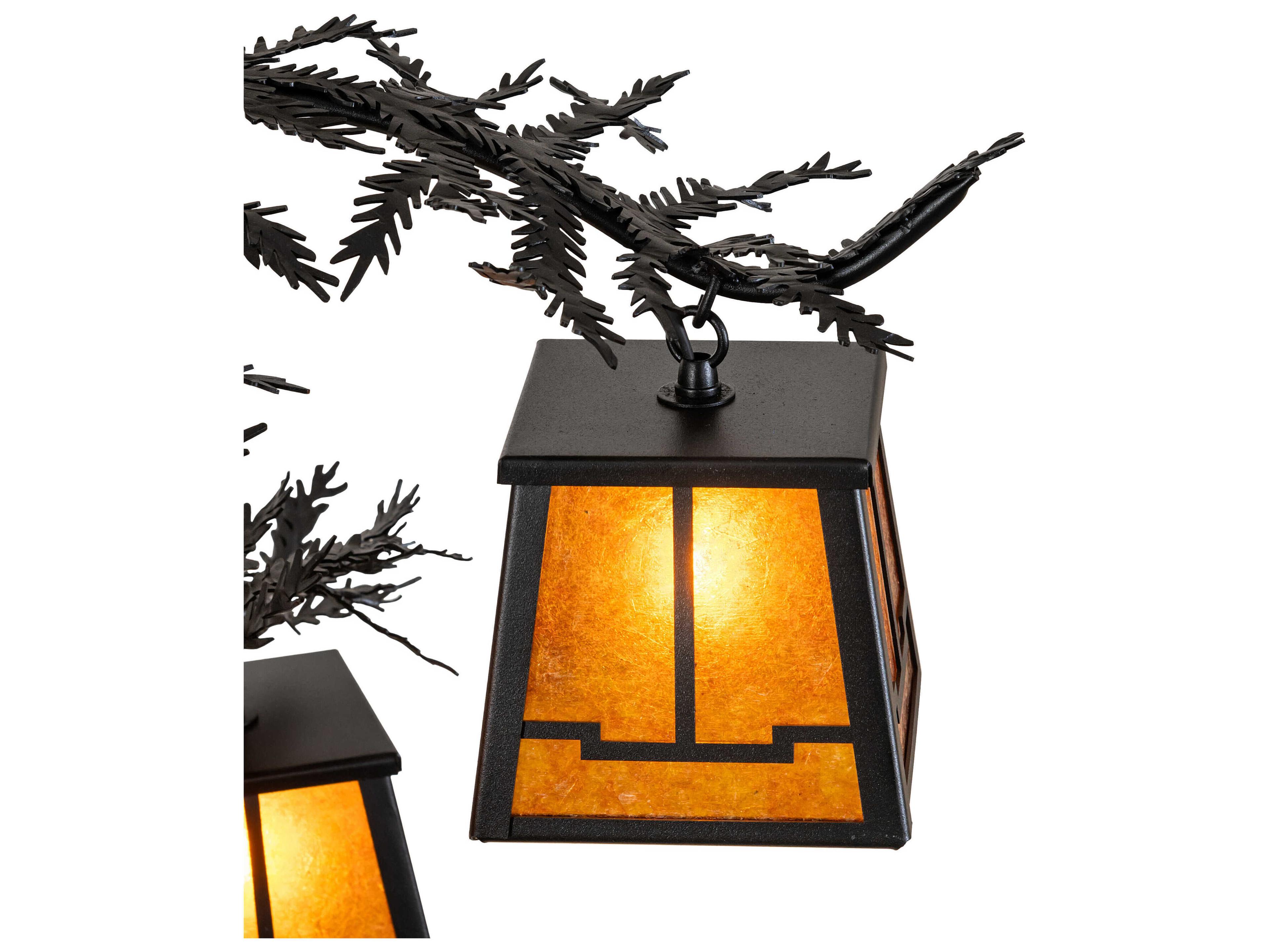 Meyda Pine Branch 4-Light Textured Black Chandelier