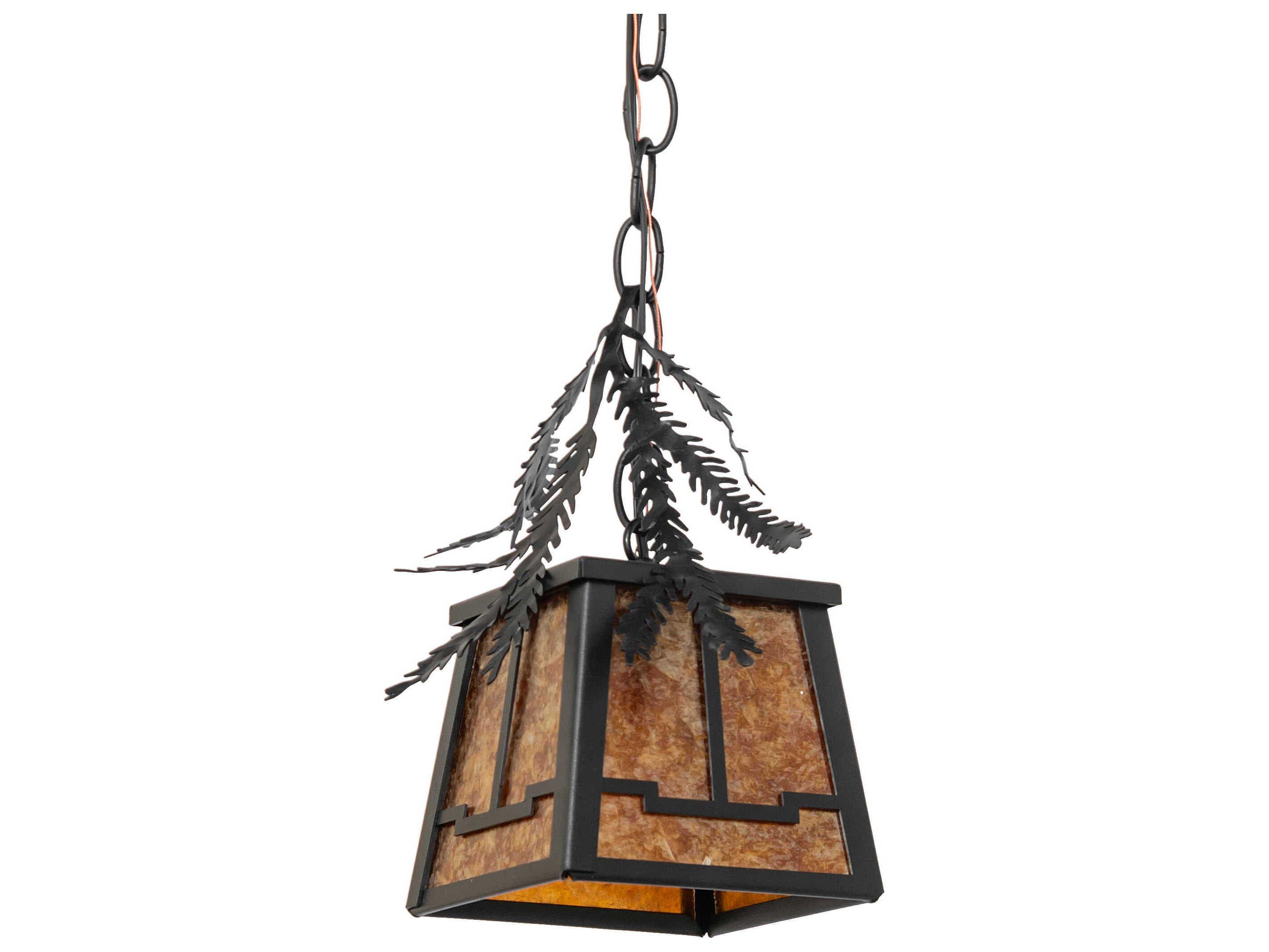 Meyda Pine Branch 1-Light Textured Black Mini Pendant