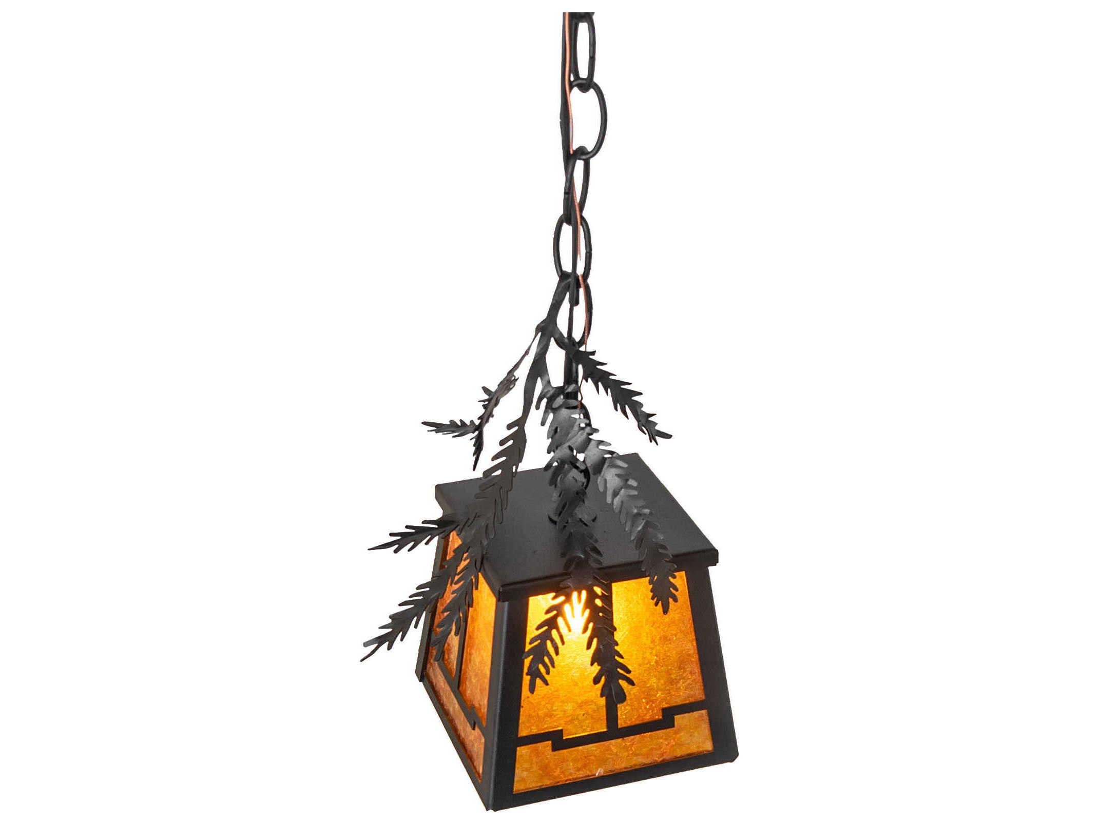 Meyda Pine Branch 1-Light Textured Black Mini Pendant