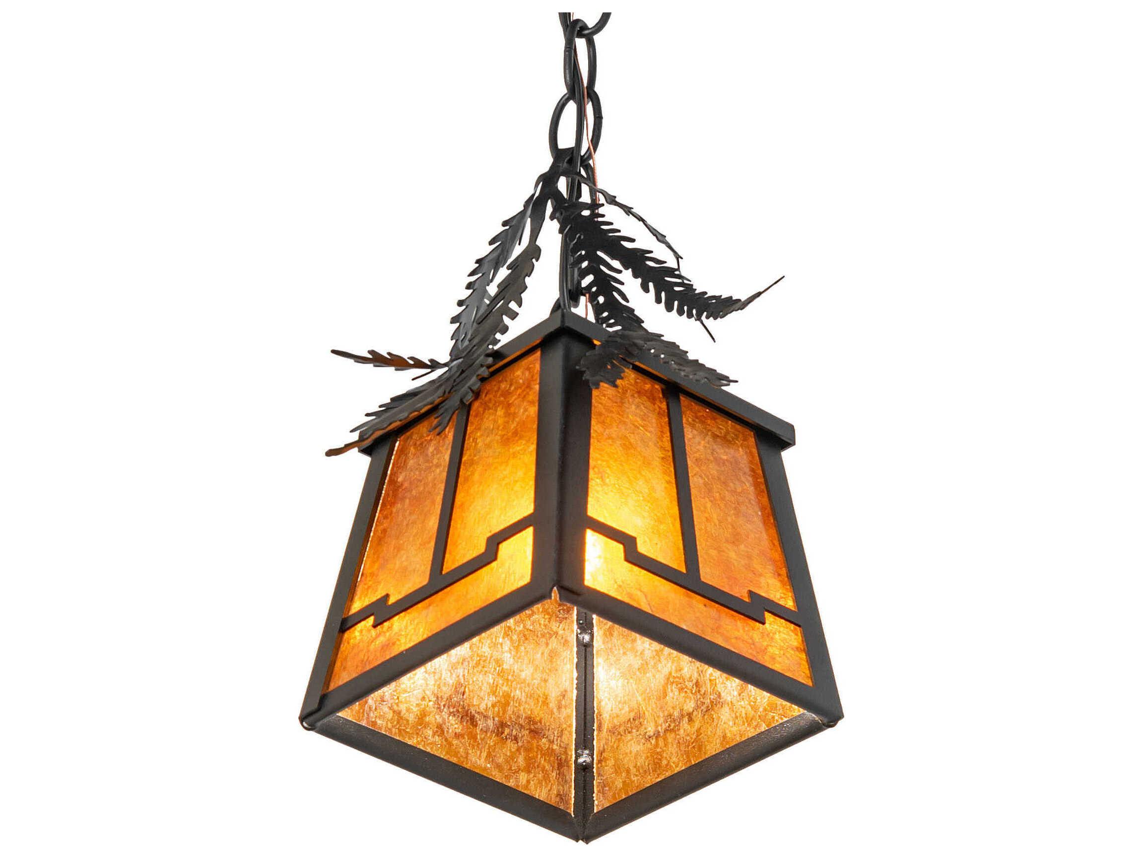 Meyda Pine Branch 1-Light Textured Black Mini Pendant