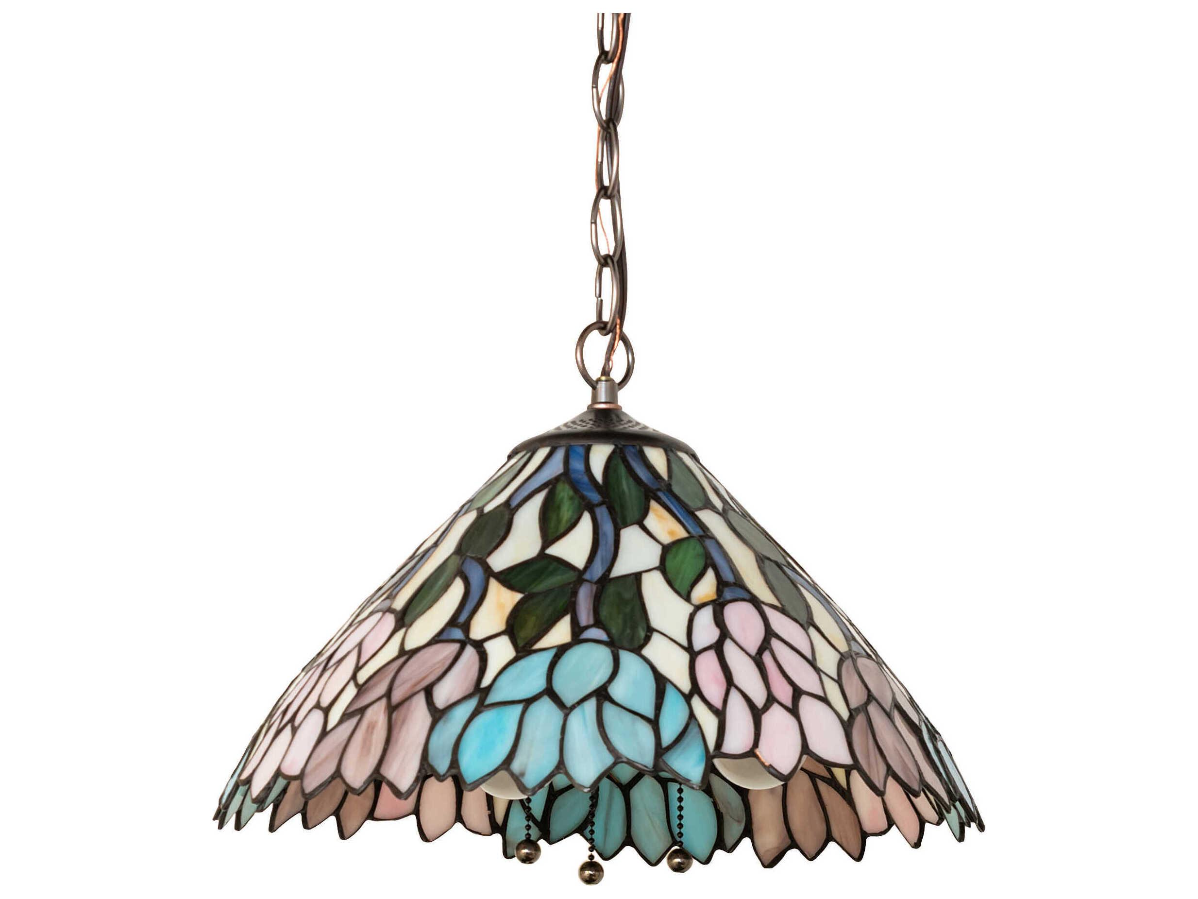 Meyda Wisteria 3-Light Petal Pink / Amethyst Blue Pendant