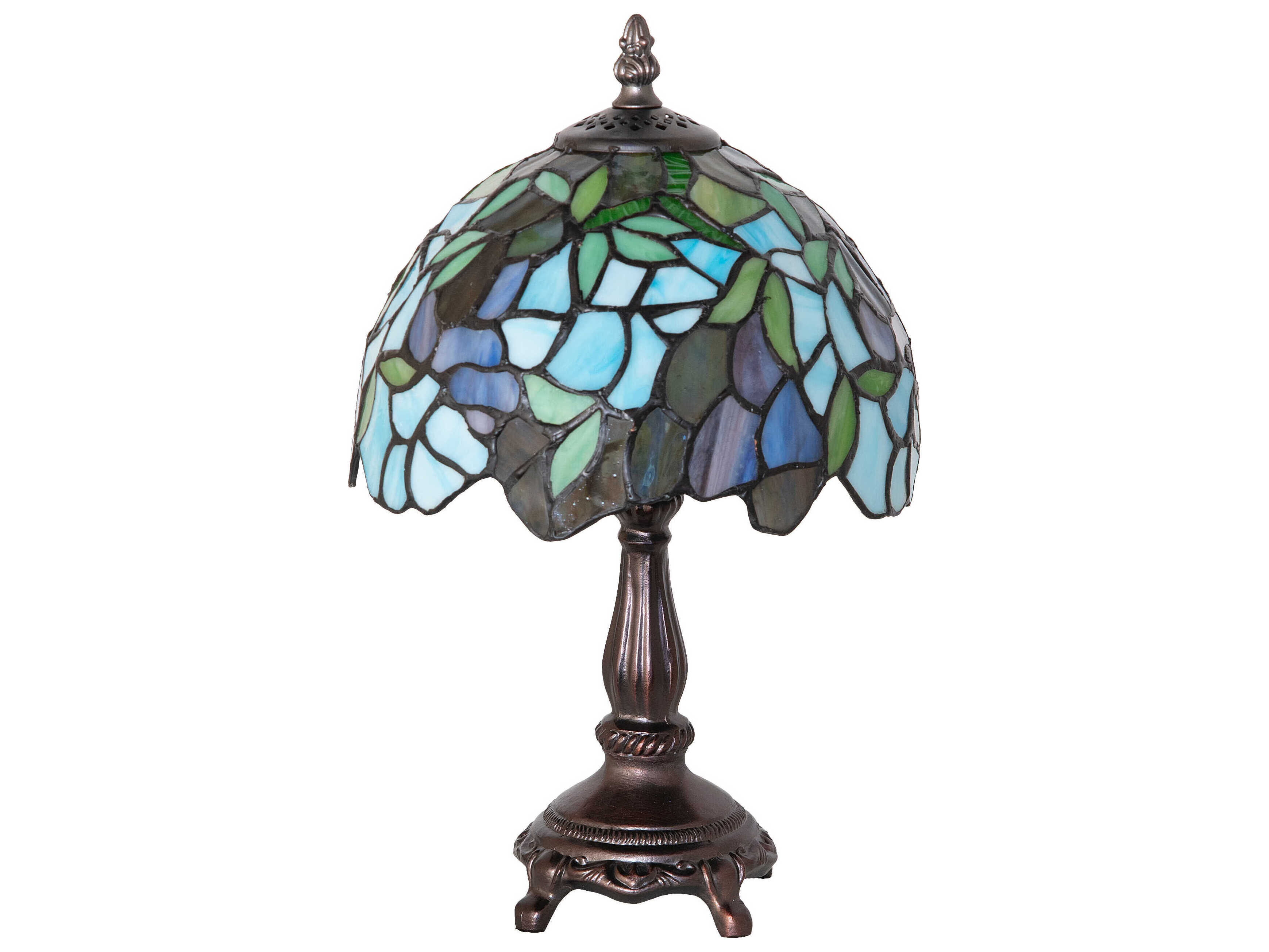 Meyda Tiffany Wisteria Amethyst Blue / Dark Mauve / Jade Green Table Lamp