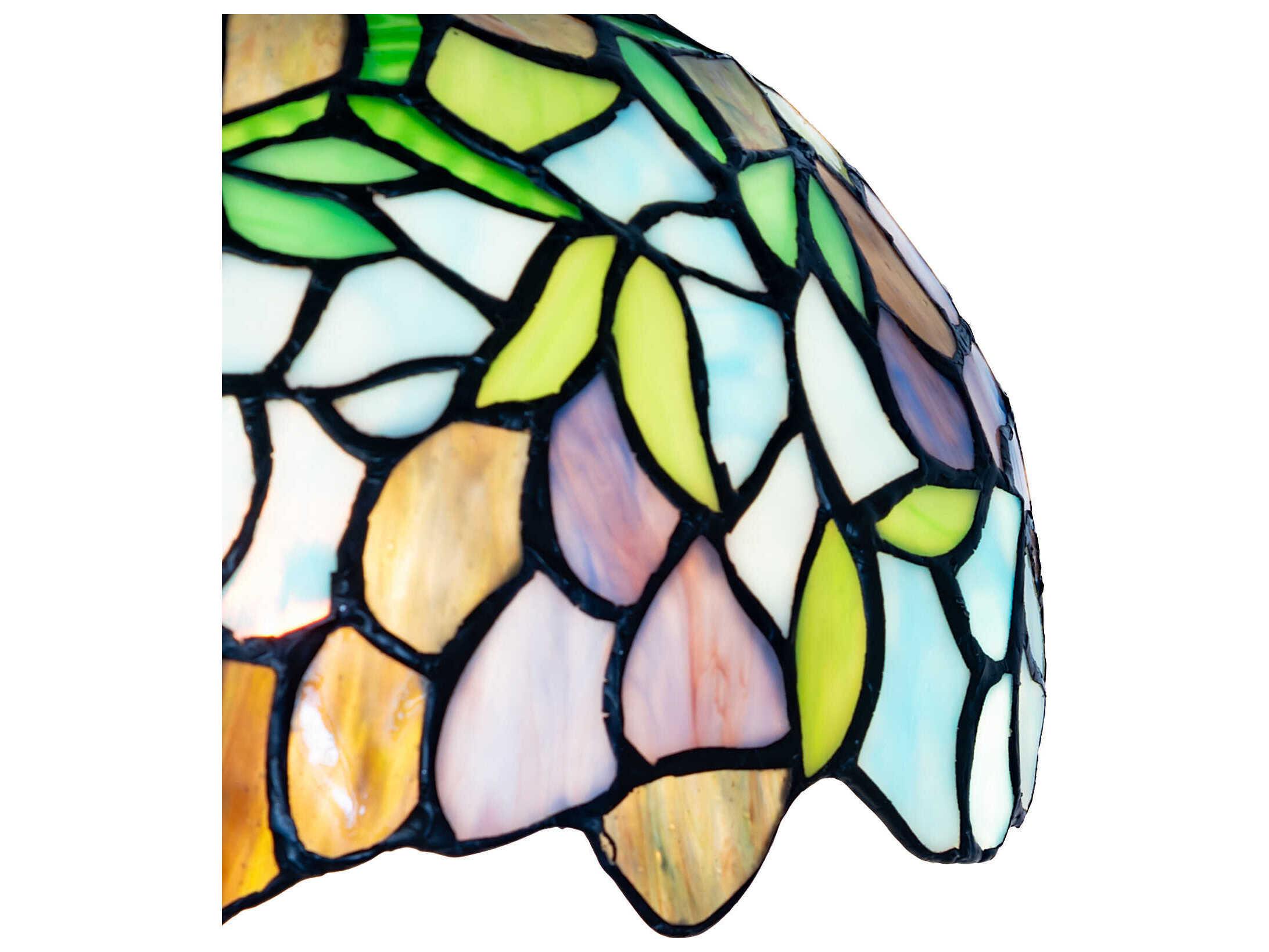 Meyda Tiffany Wisteria 1-Light Petal Pink / Amethyst Blue / Dark Mauve Mini Pendant