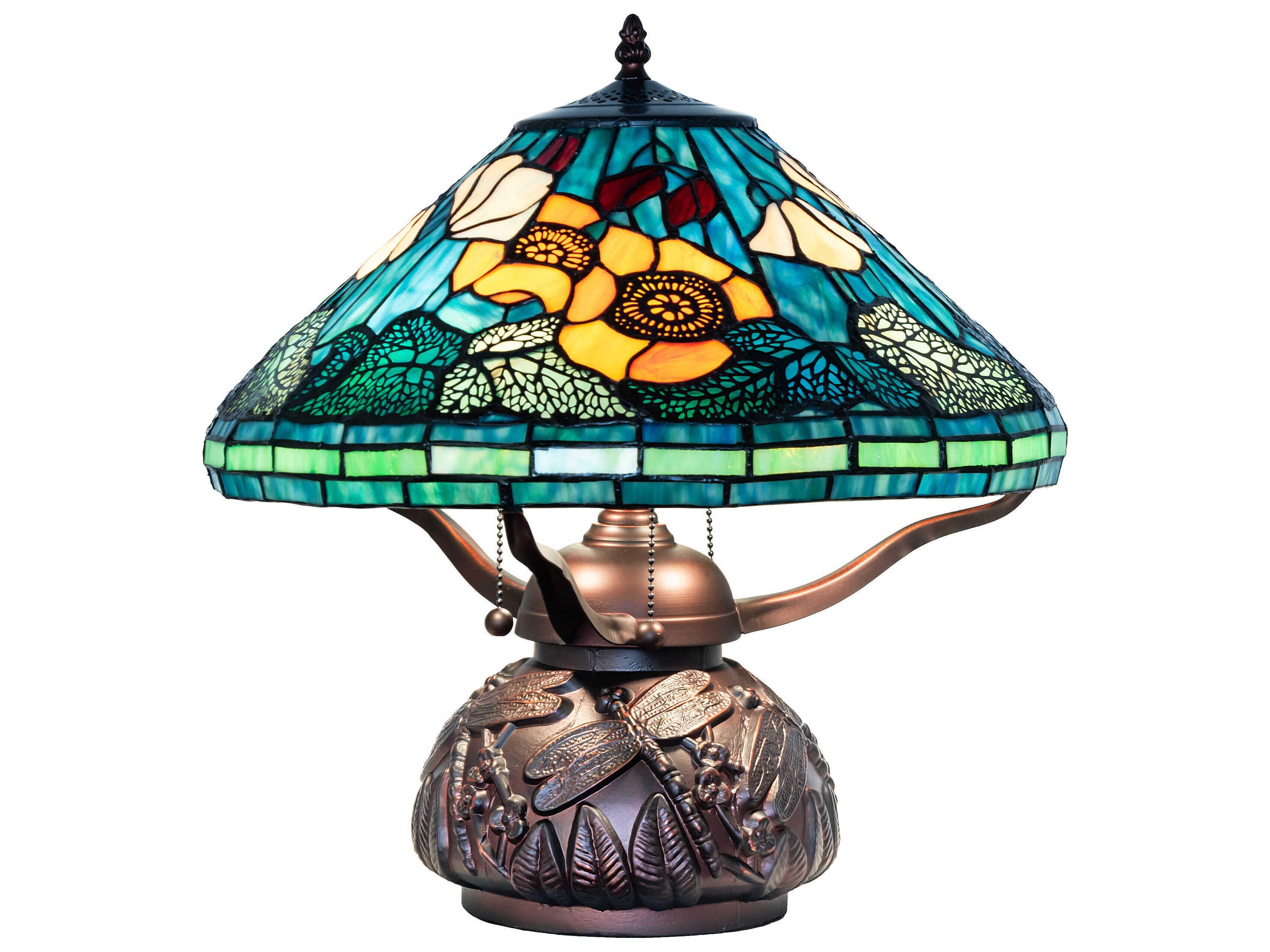 Meyda Tiffany Poppy Antique / Mahogany Bronze Table Lamp