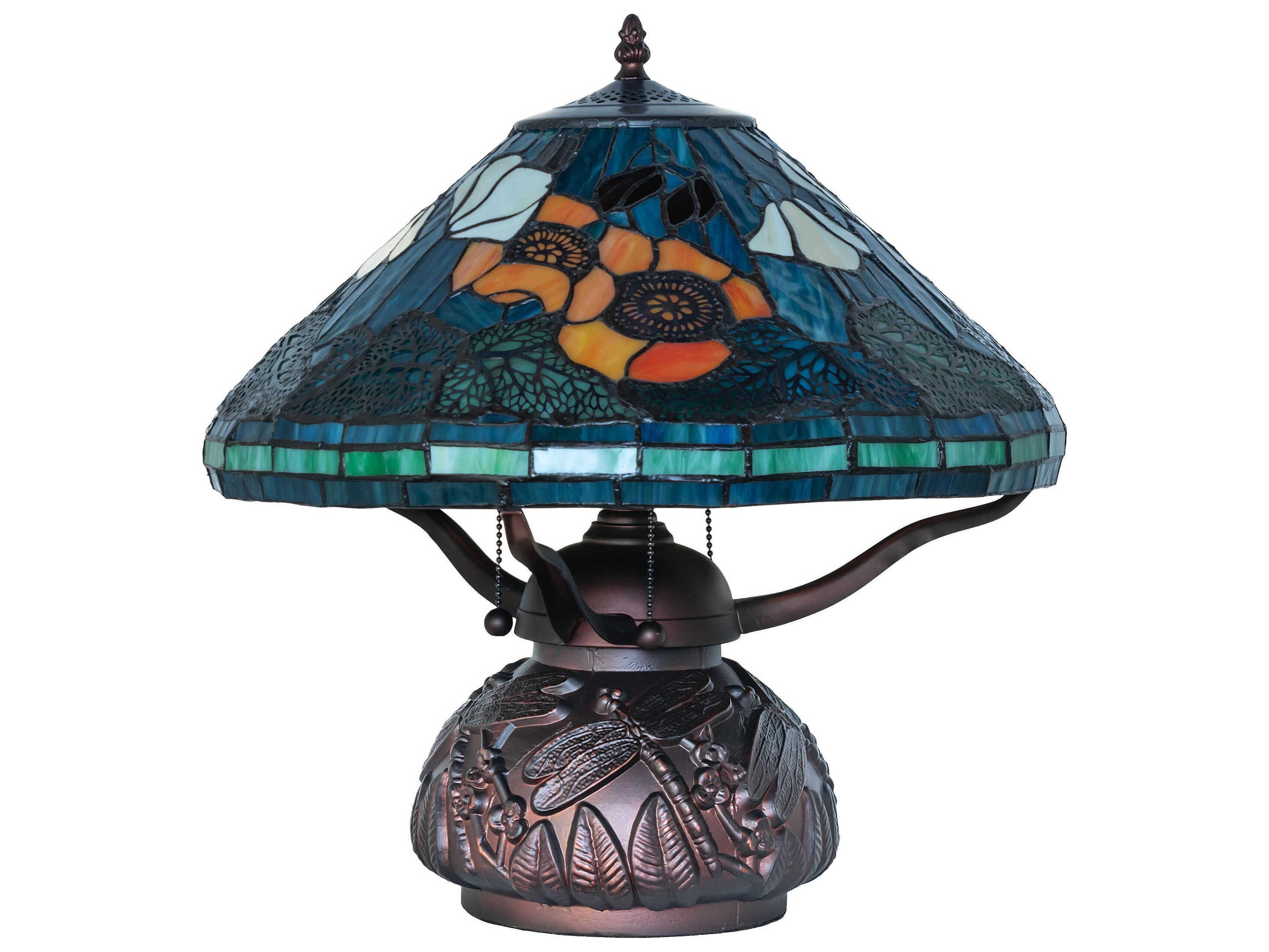 Meyda Tiffany Poppy Antique / Mahogany Bronze Table Lamp