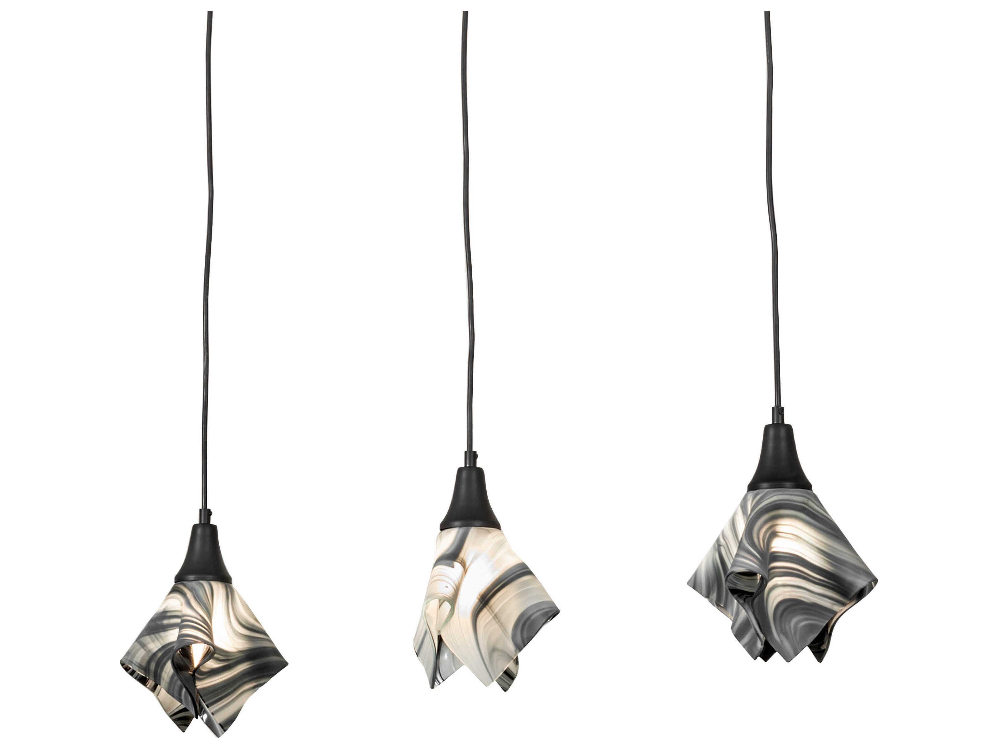 Meyda Handkerchief 3-Light Matte Black Island Pendant