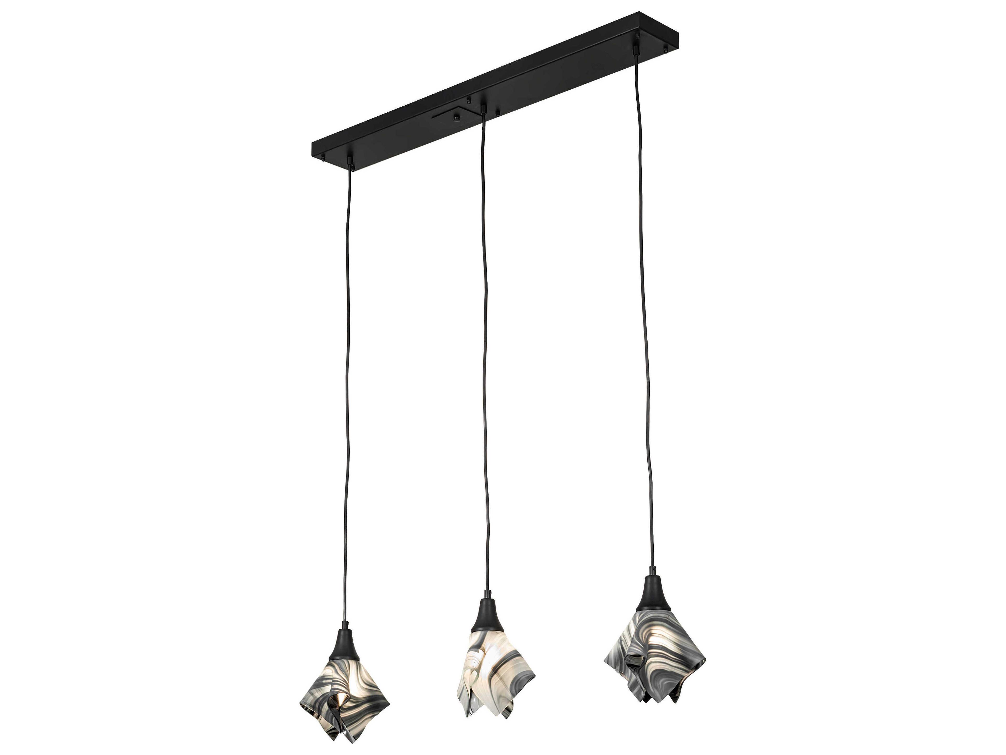 Meyda Handkerchief 3-Light Matte Black Island Pendant