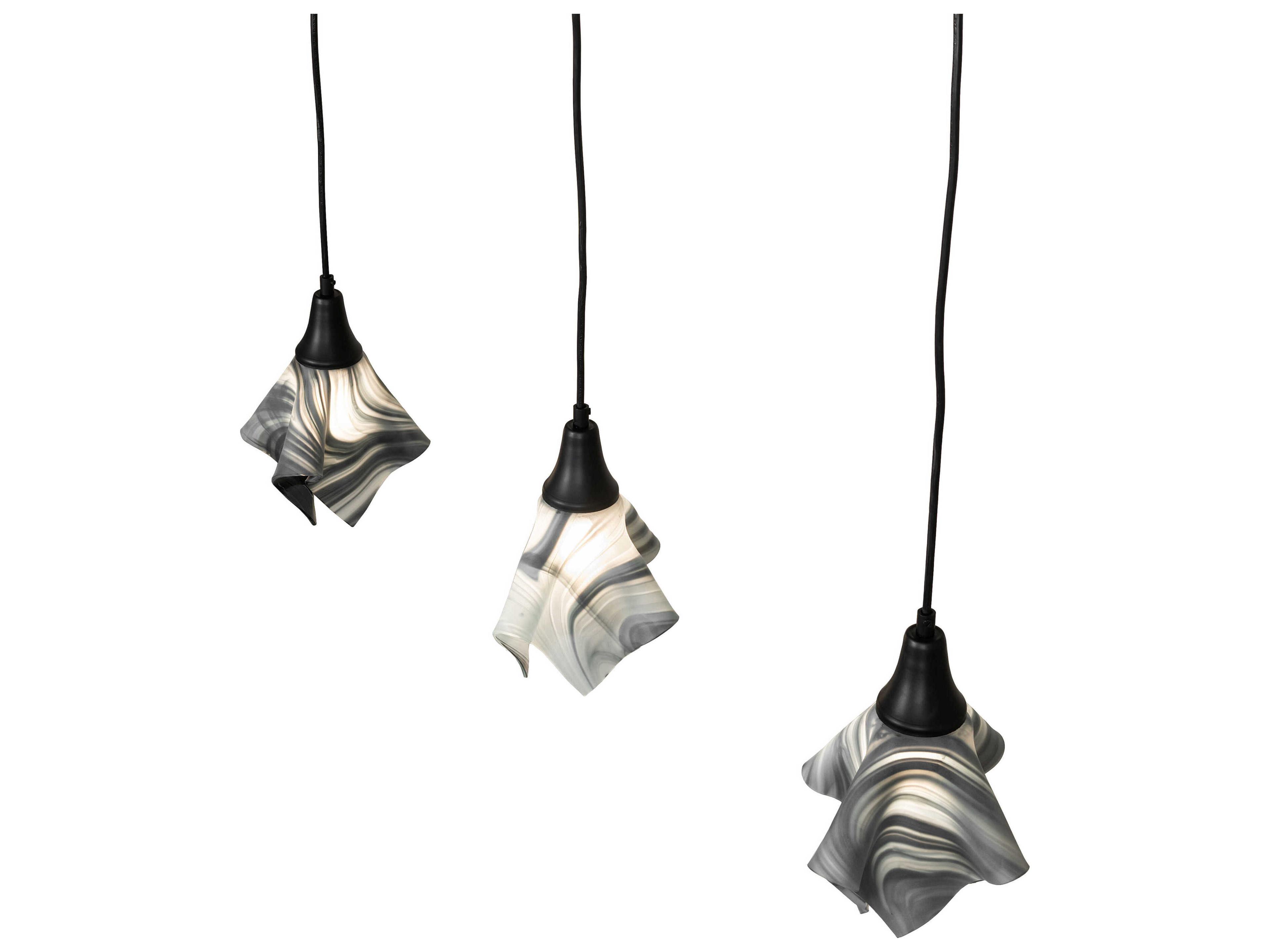 Meyda Handkerchief 3-Light Matte Black Island Pendant