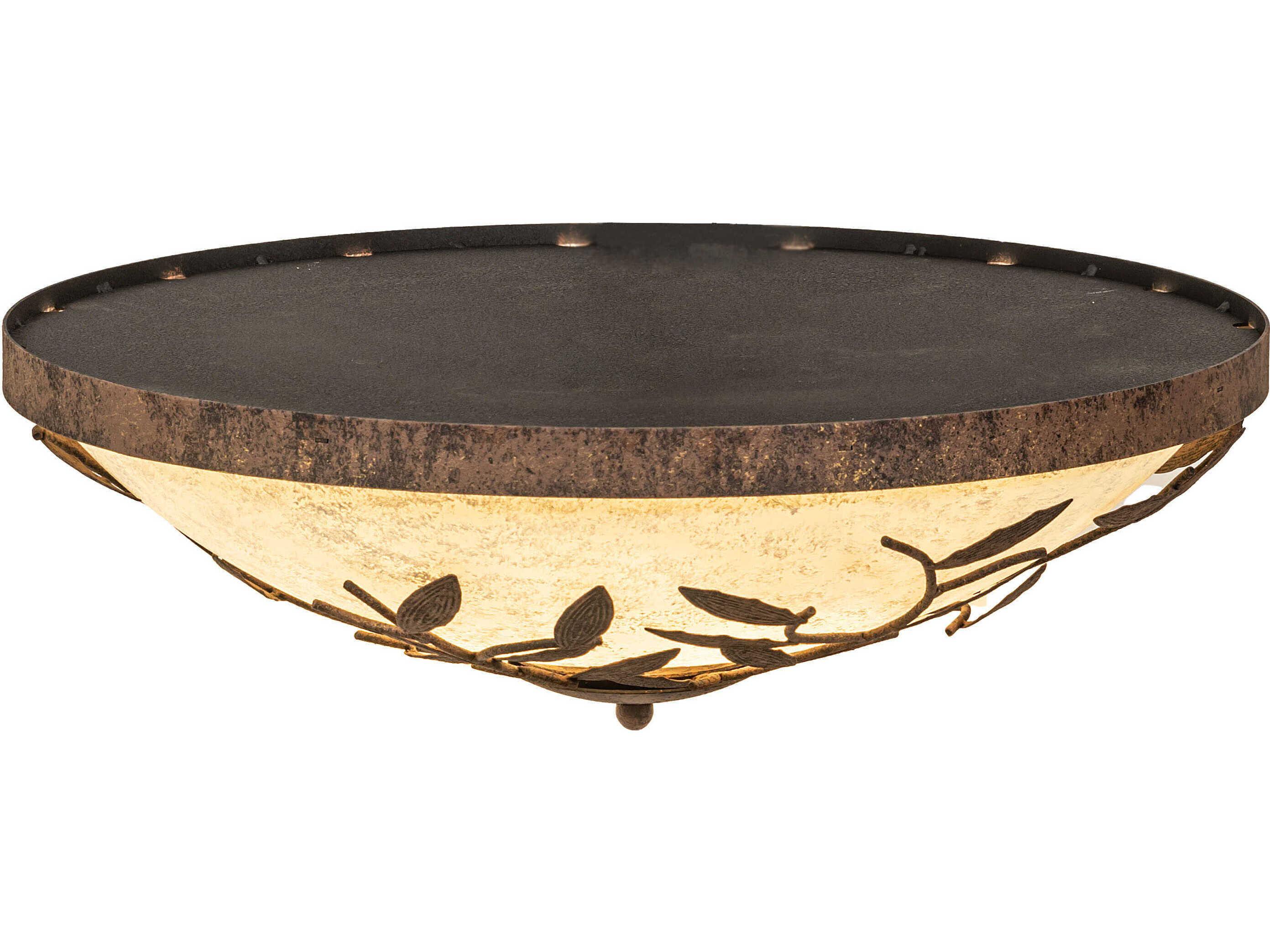 Meyda Branches 3-Light Antiquity Bronze Bowl Round Flush Mount