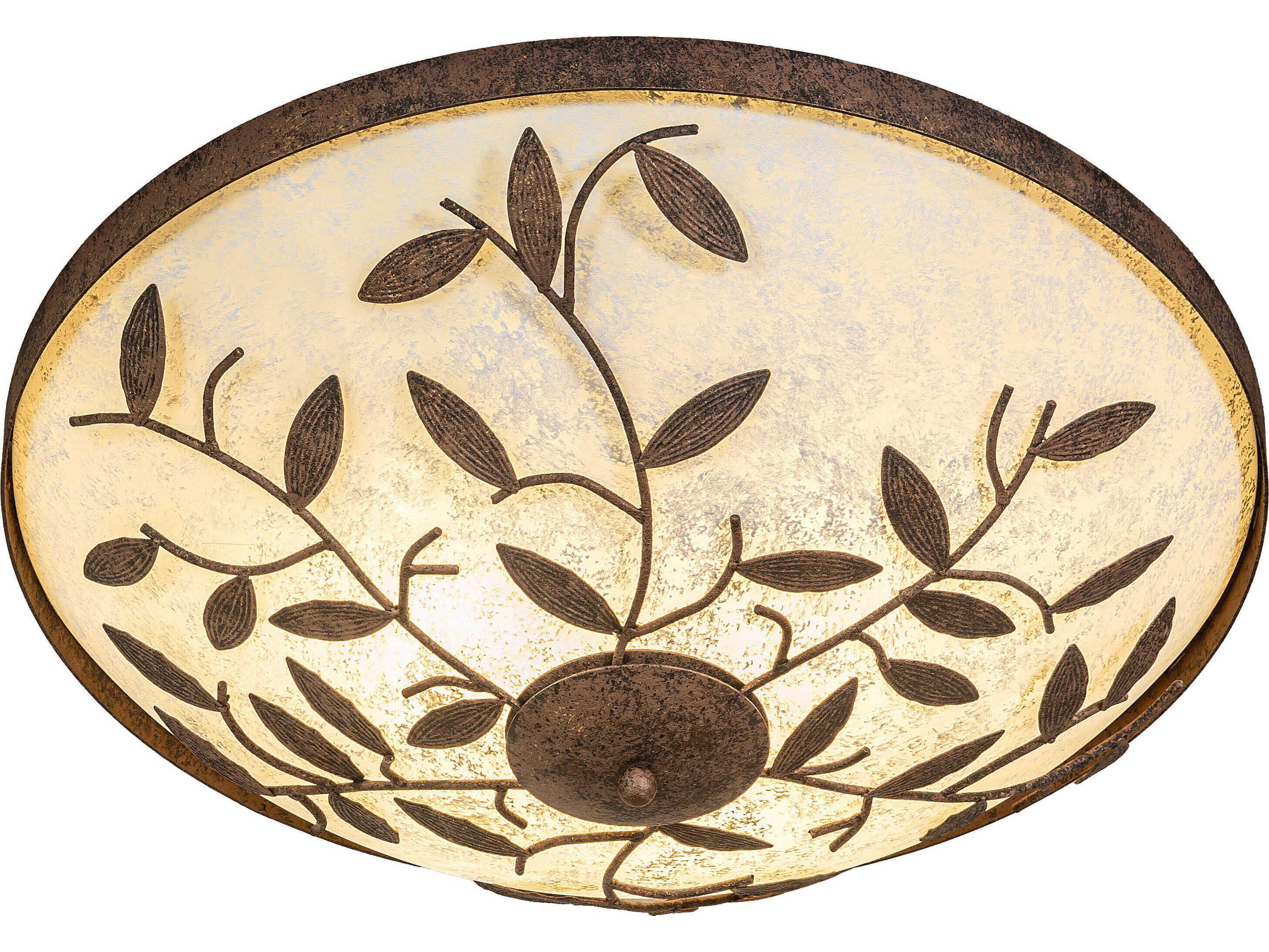 Meyda Branches 3-Light Antiquity Bronze Bowl Round Flush Mount