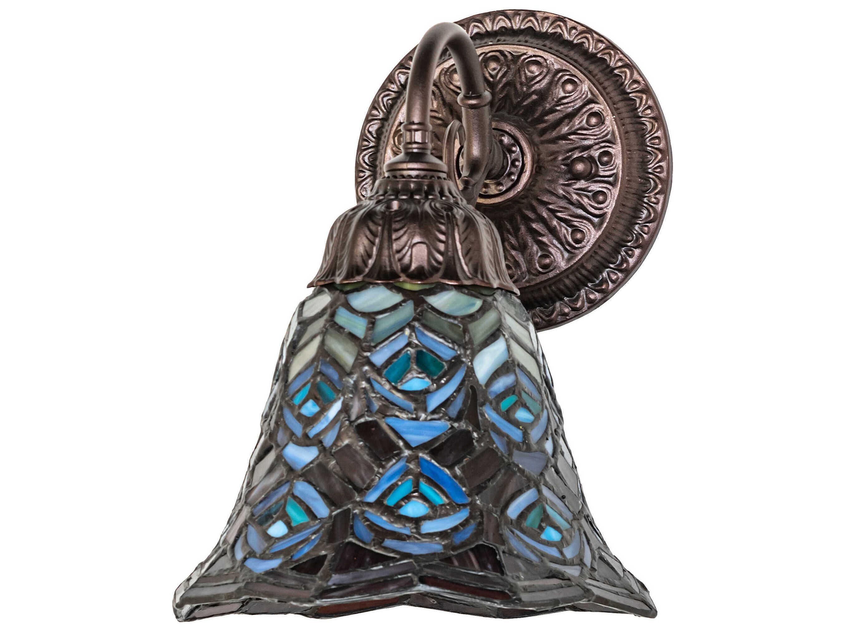 Meyda Tiffany Peacock Feather 1-Light Stained Glass Wall Sconce
