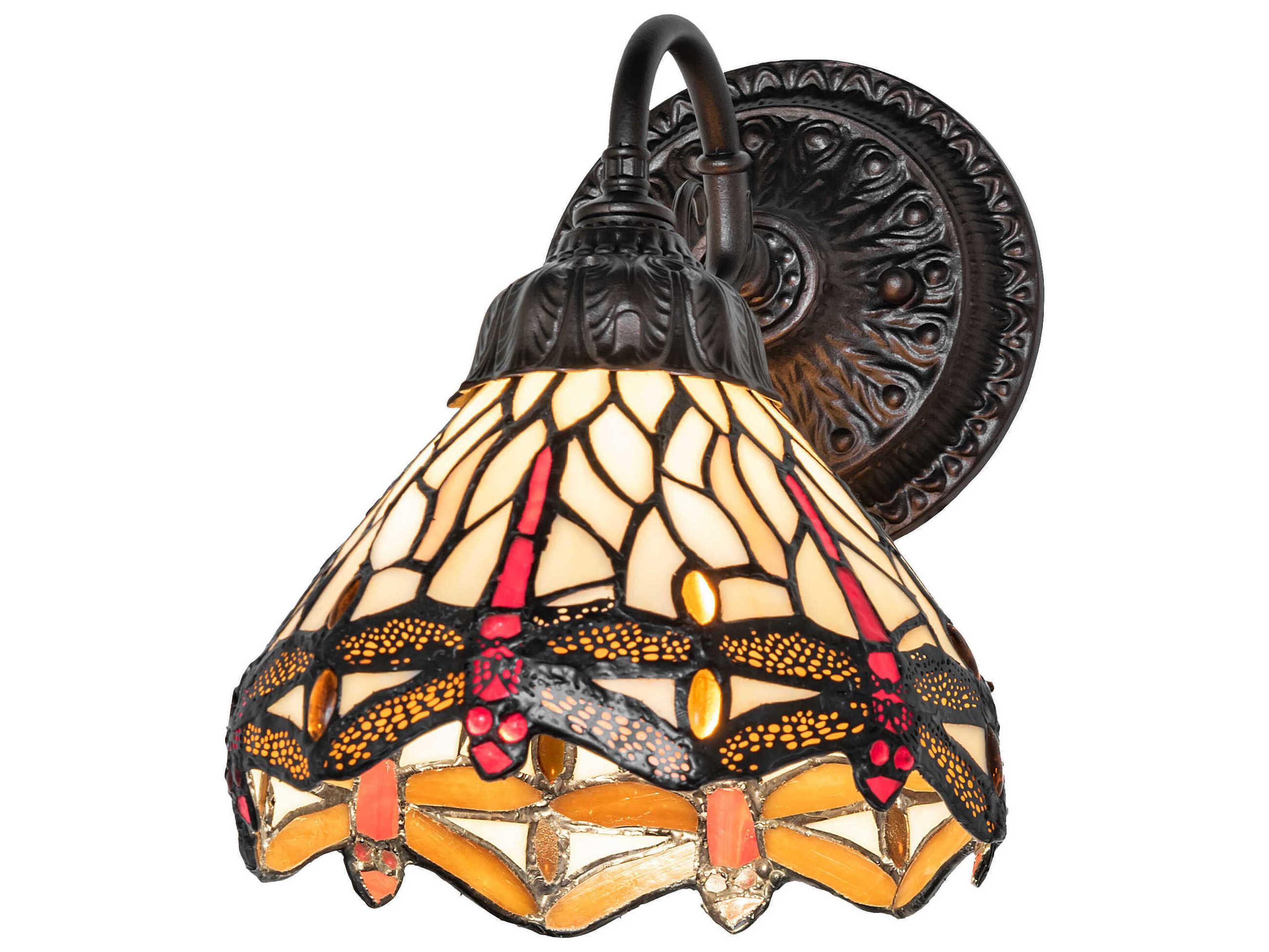 Meyda Tiffany Hanginghead Dragonfly 1-Light Mahogany Bronze Wall Sconce
