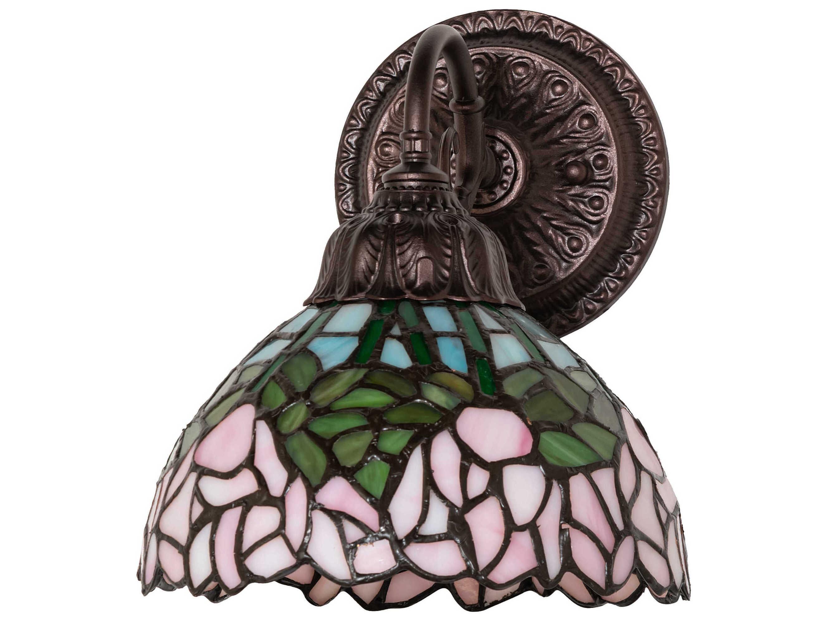 Meyda Tiffany Cabbage Rose 1-Light Mahogany Bronze Wall Sconce