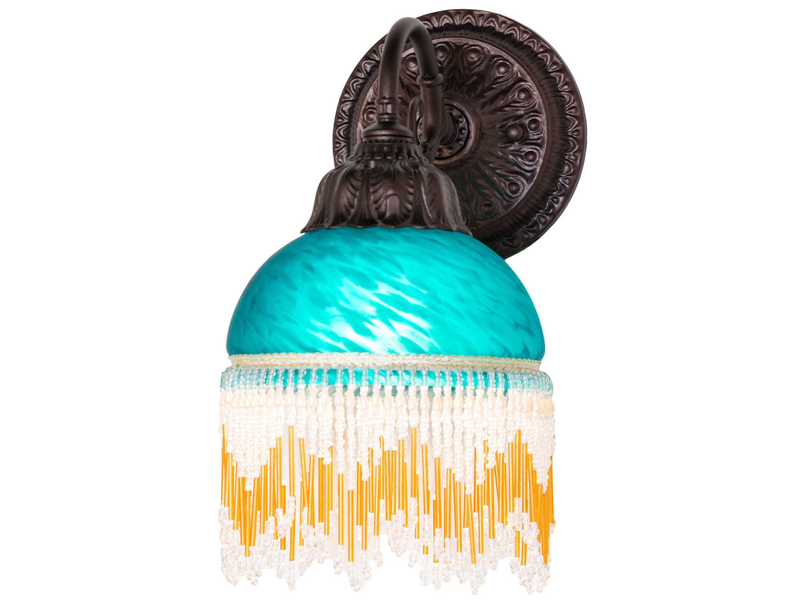 Meyda Roussillon 1-Light Teal Mottled Art Glass Wall Sconce