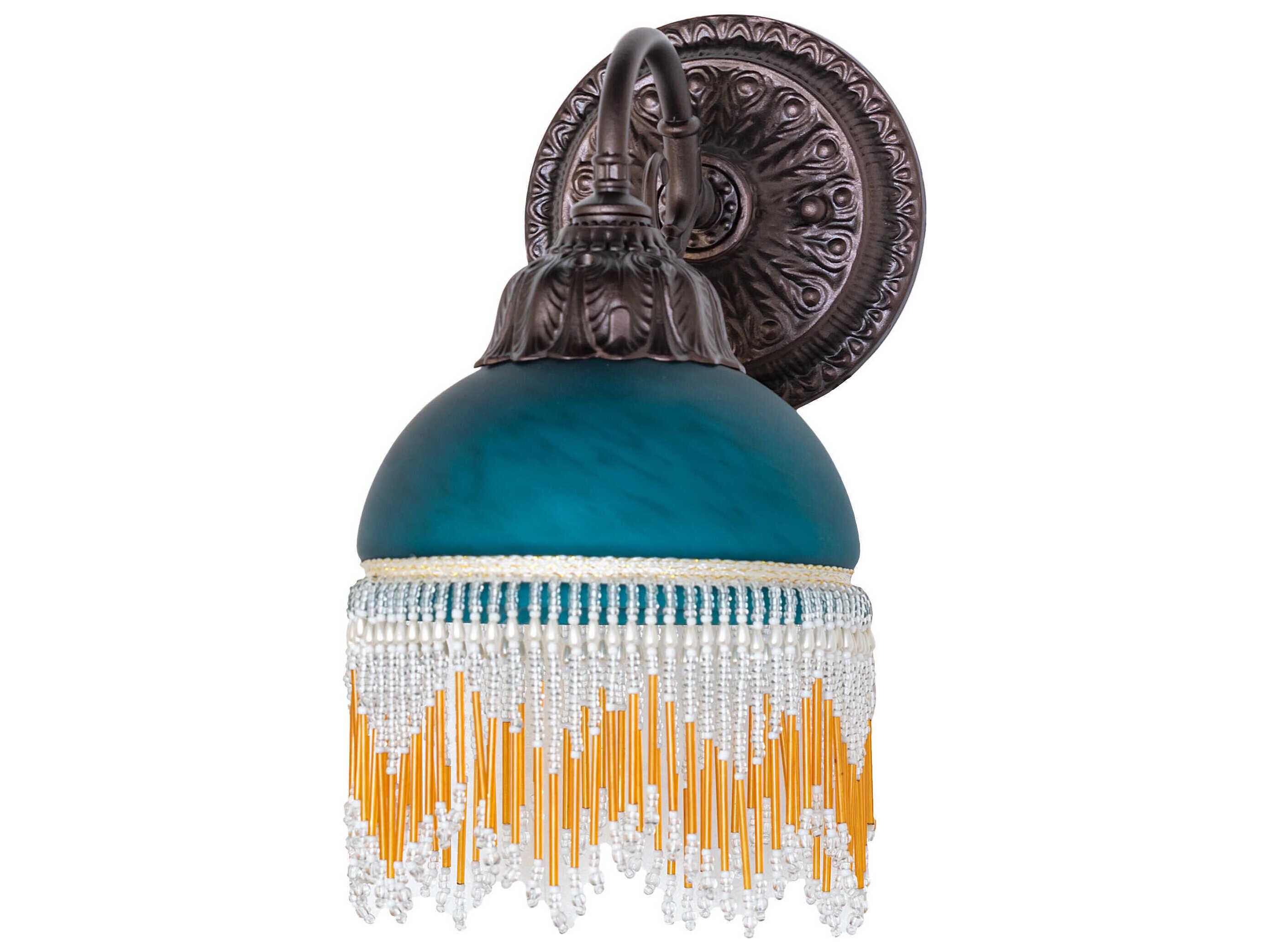 Meyda Roussillon 1-Light Teal Mottled Art Glass Wall Sconce