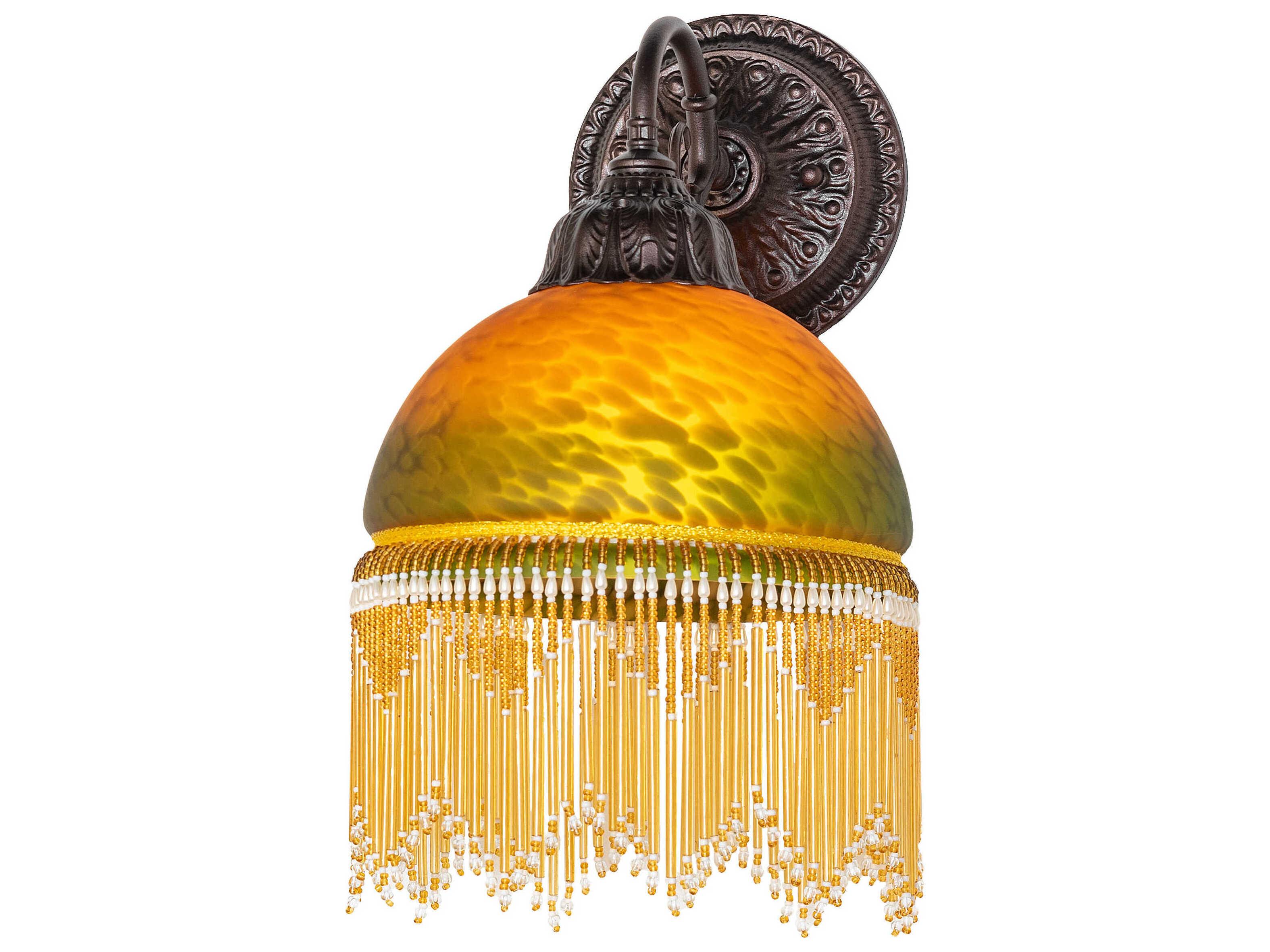 Meyda Roussillon 1-Light Amber / Green Art Glass Wall Sconce