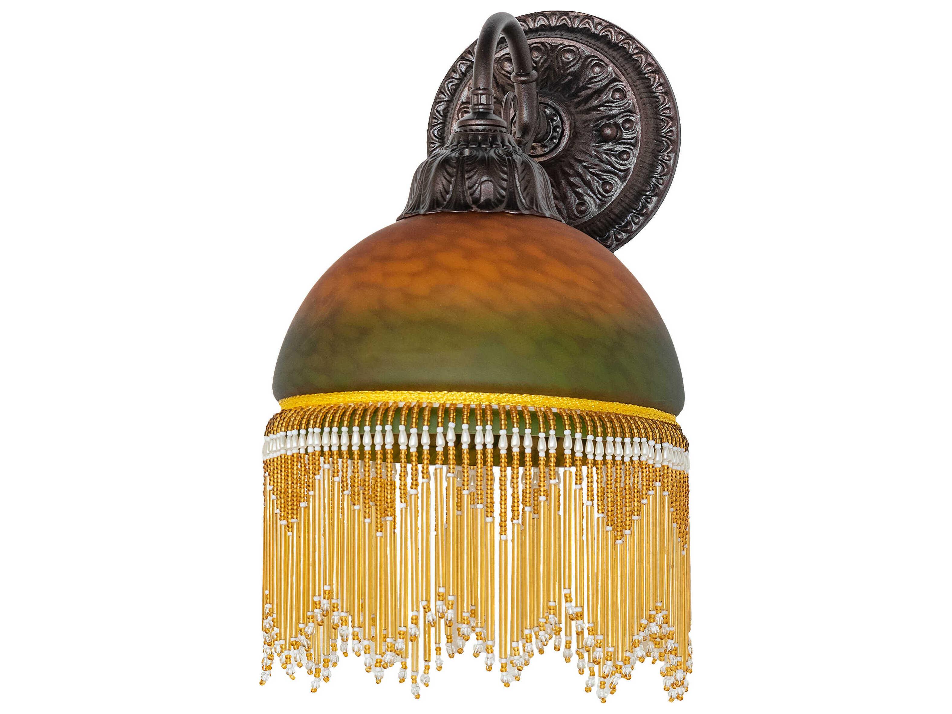 Meyda Roussillon 1-Light Amber / Green Art Glass Wall Sconce