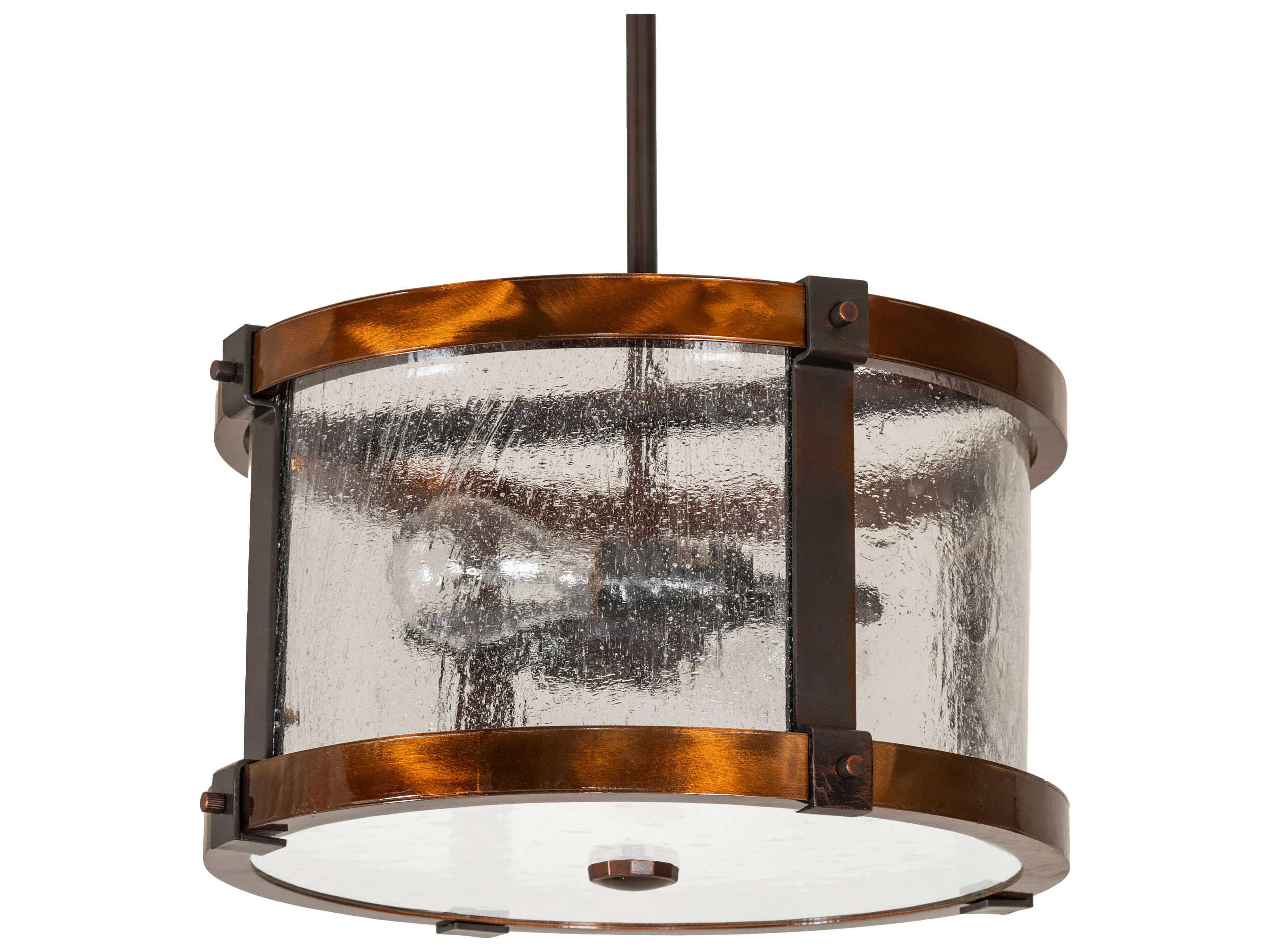 Meyda Cilindro 2-Light Trans Copper Old Pot Gold Drum Pendant