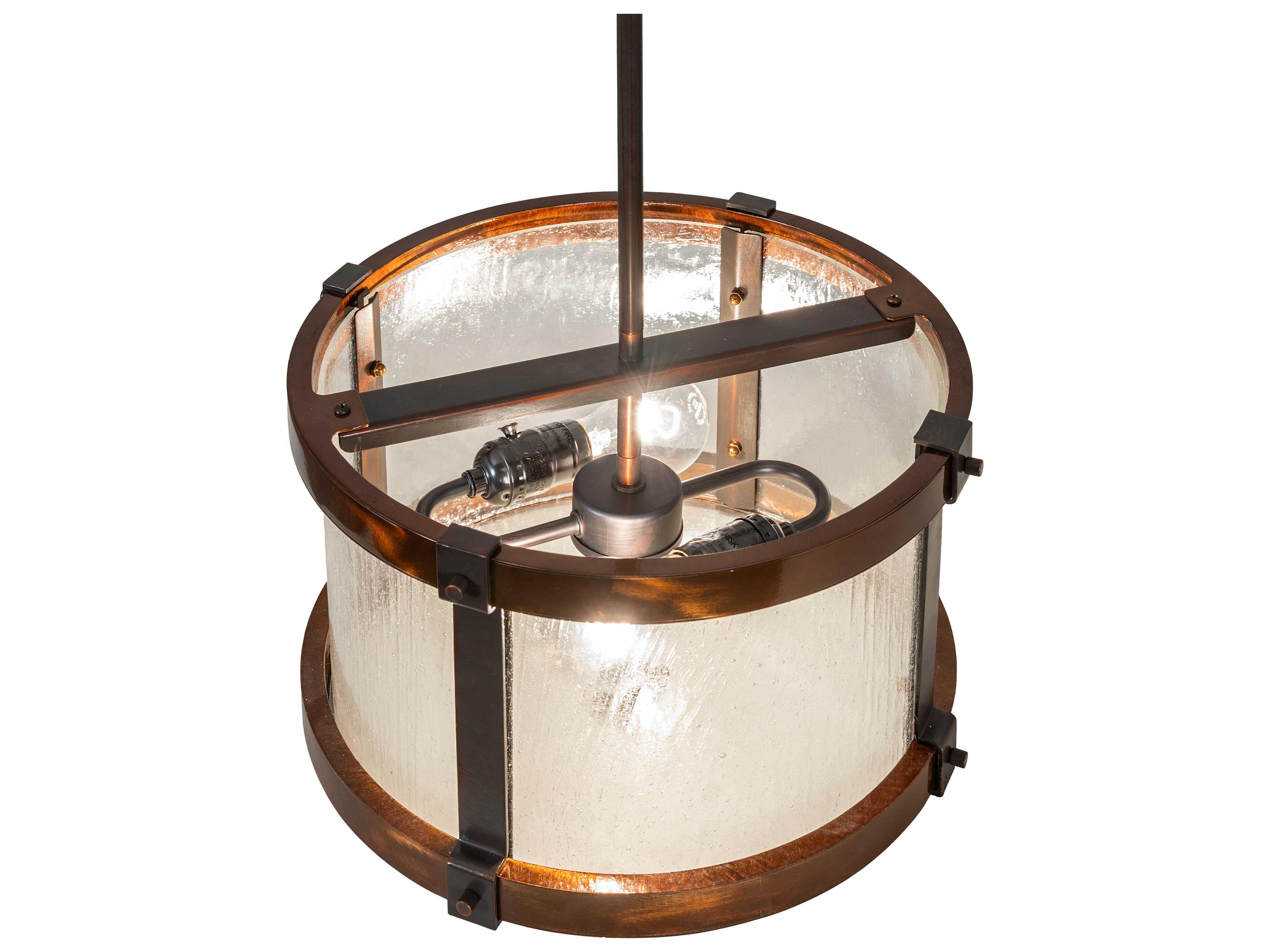 Meyda Cilindro 2-Light Trans Copper Old Pot Gold Drum Pendant