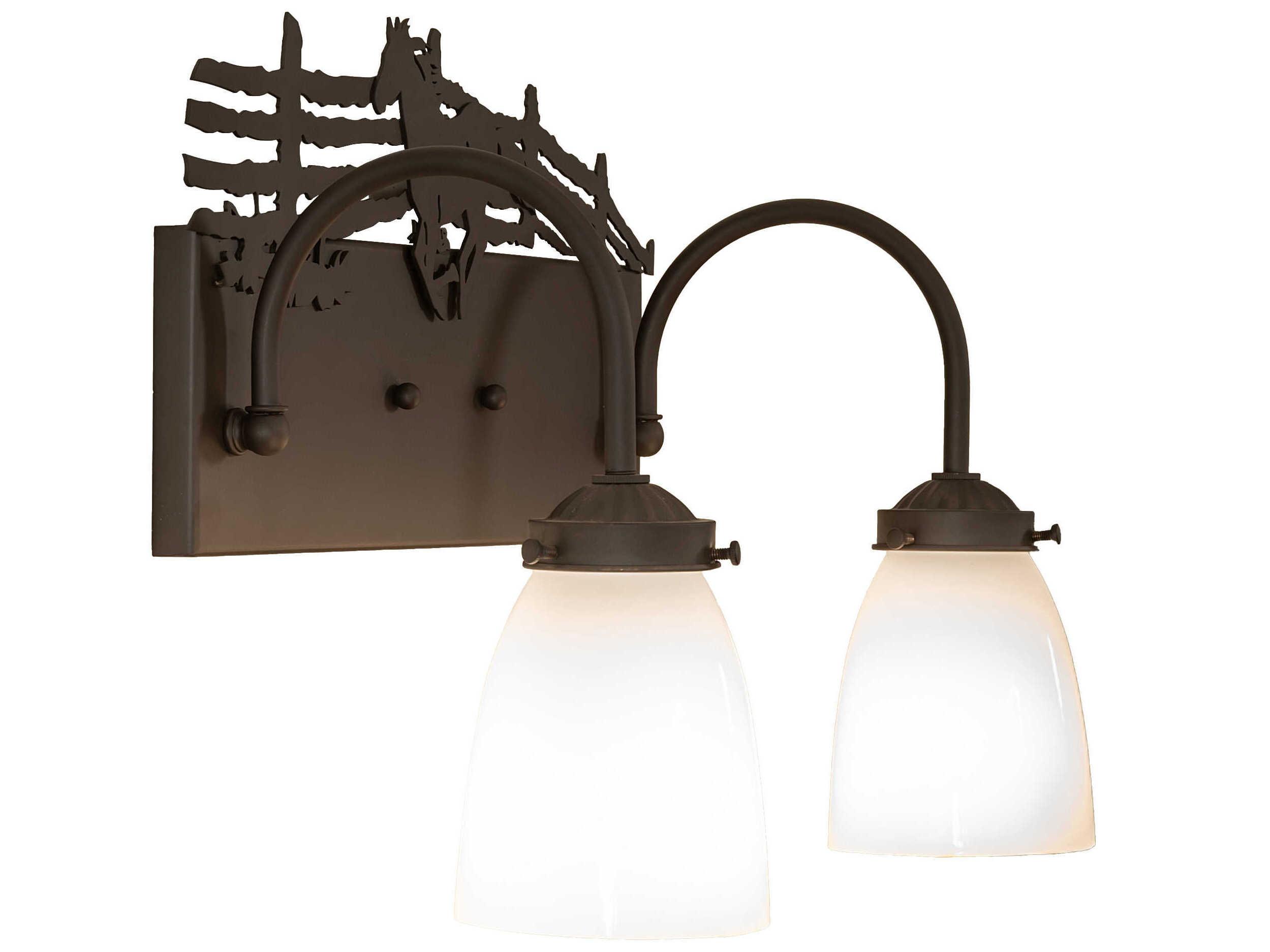 Meyda Running Horses 2-Light Oil Rubbed Bronze Vanity Light