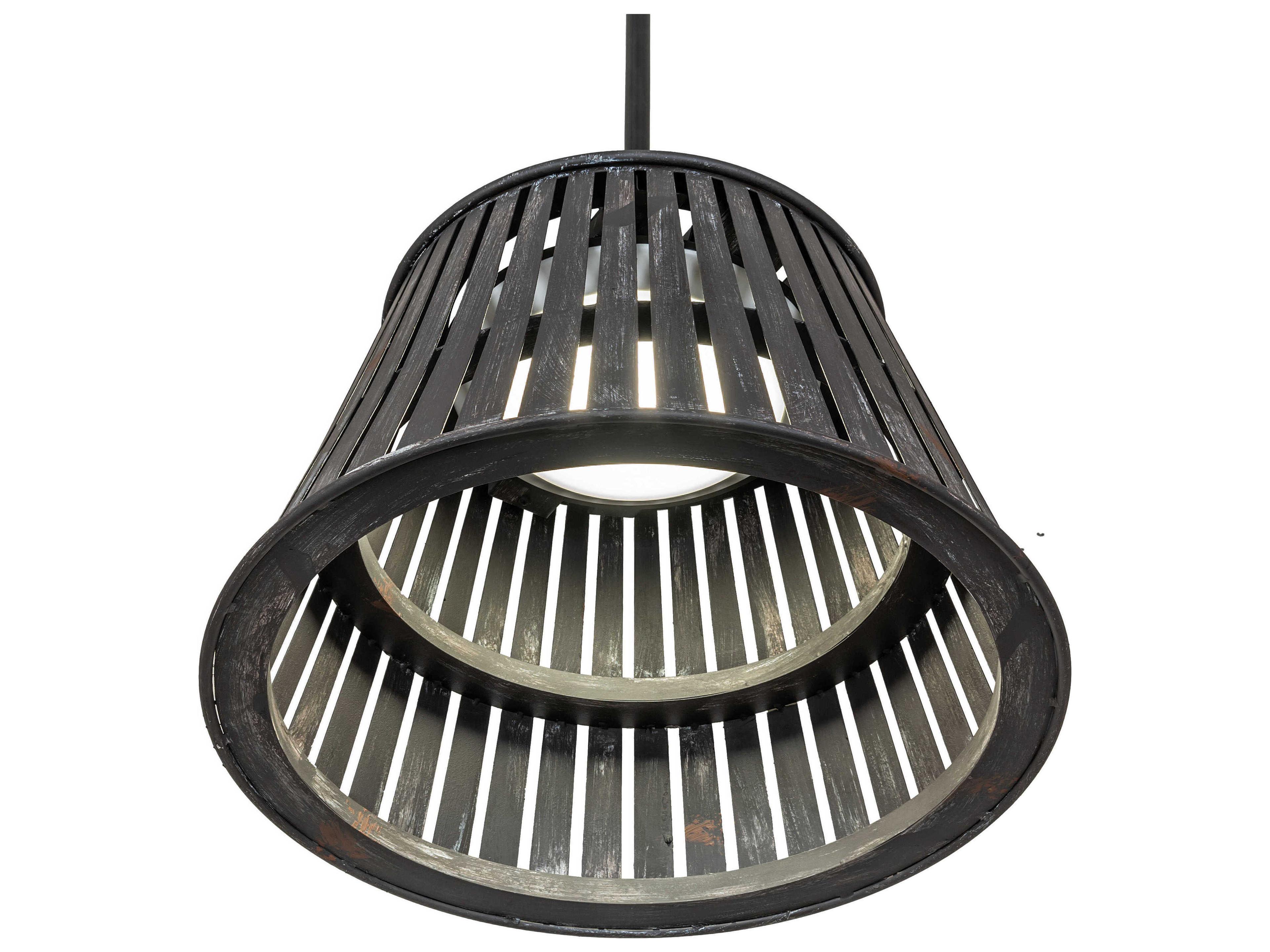 Meyda Peach Basket Weathered Wicker Gray Drum Pendant