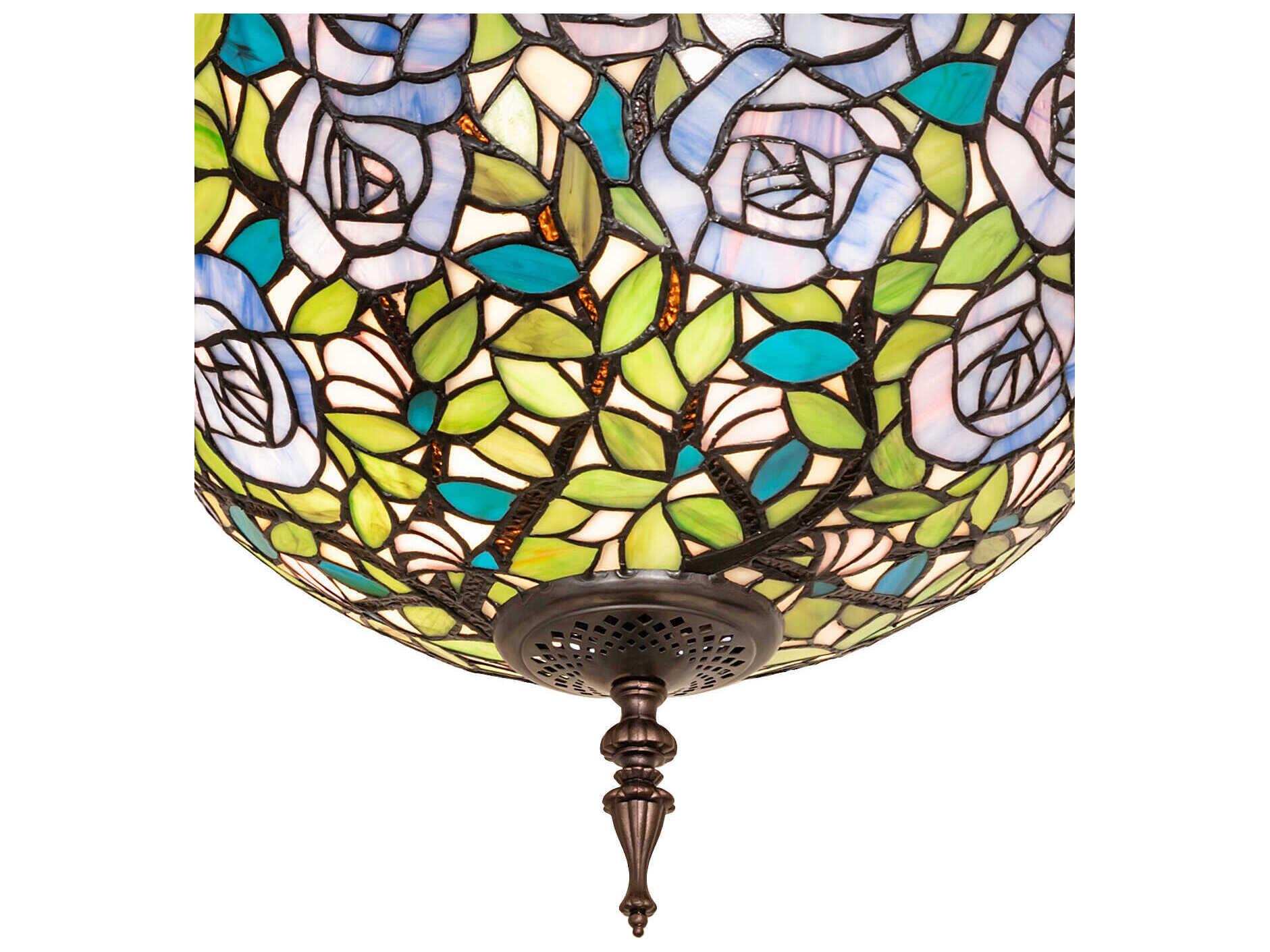 Meyda Rosebush 3-Light Mahogany Bronze Semi Flush Mount