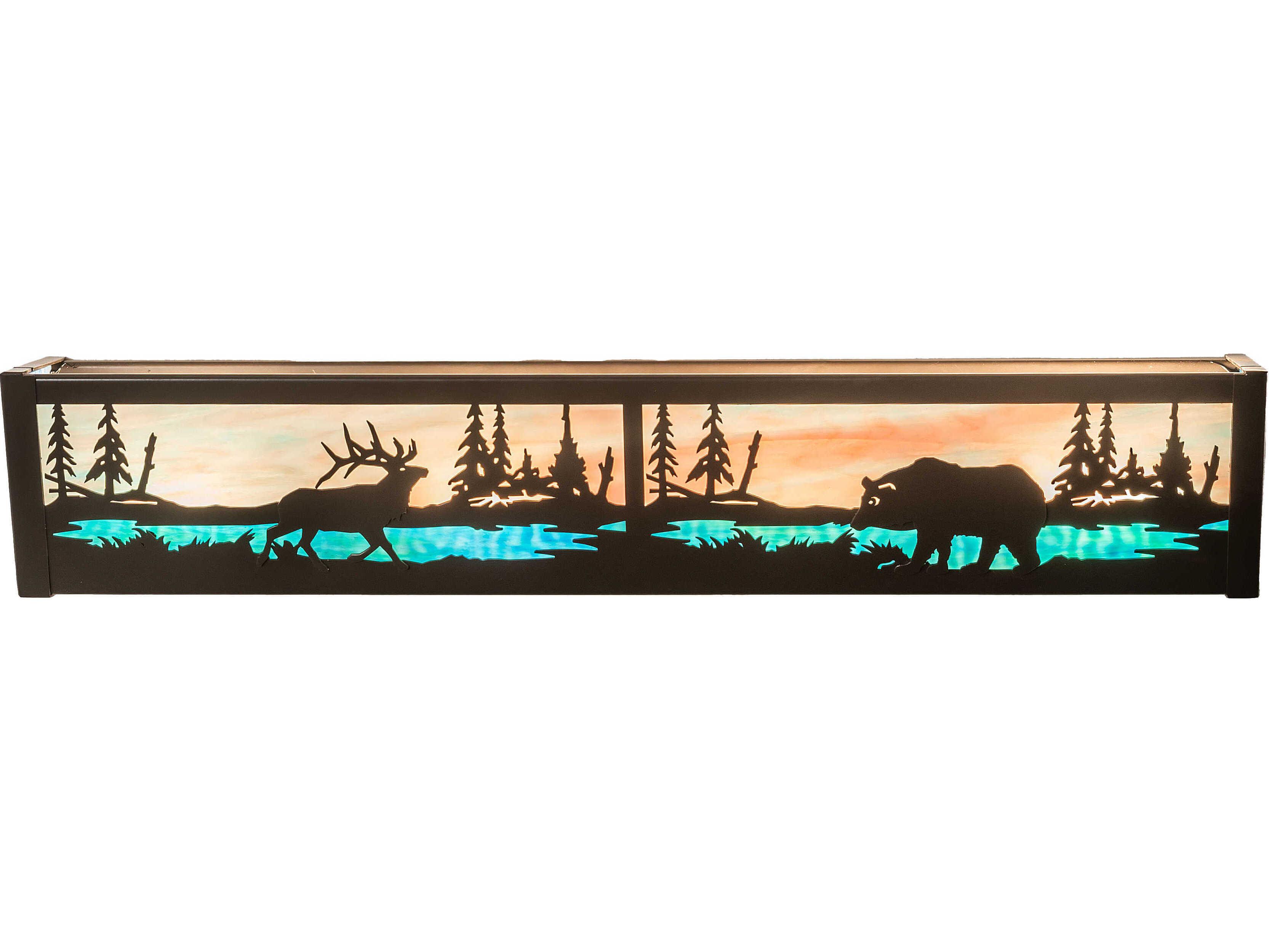 Meyda Elk & Black Bear 4-Light Timeless Bronze Vanity Light