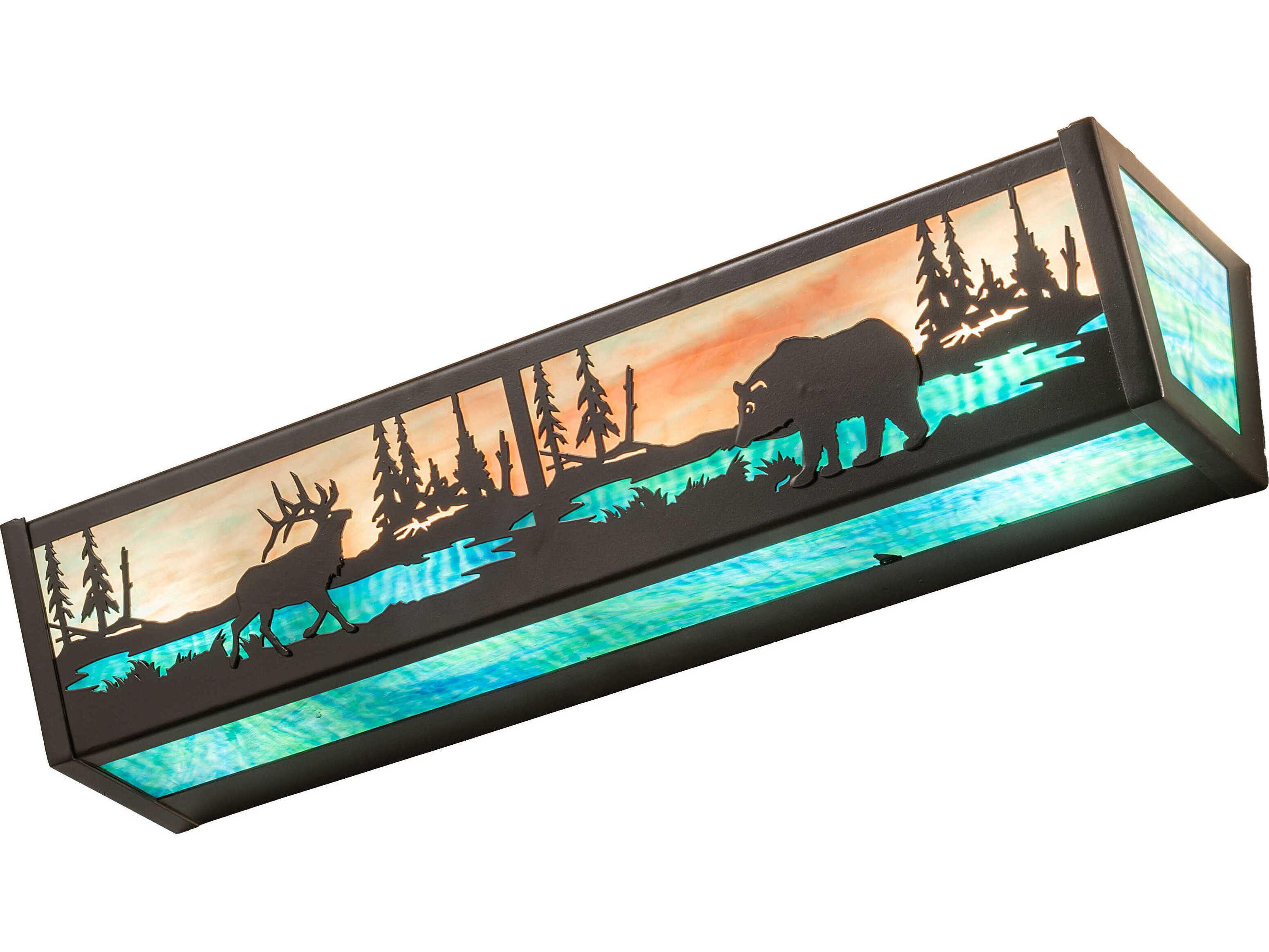 Meyda Elk & Black Bear 4-Light Timeless Bronze Vanity Light