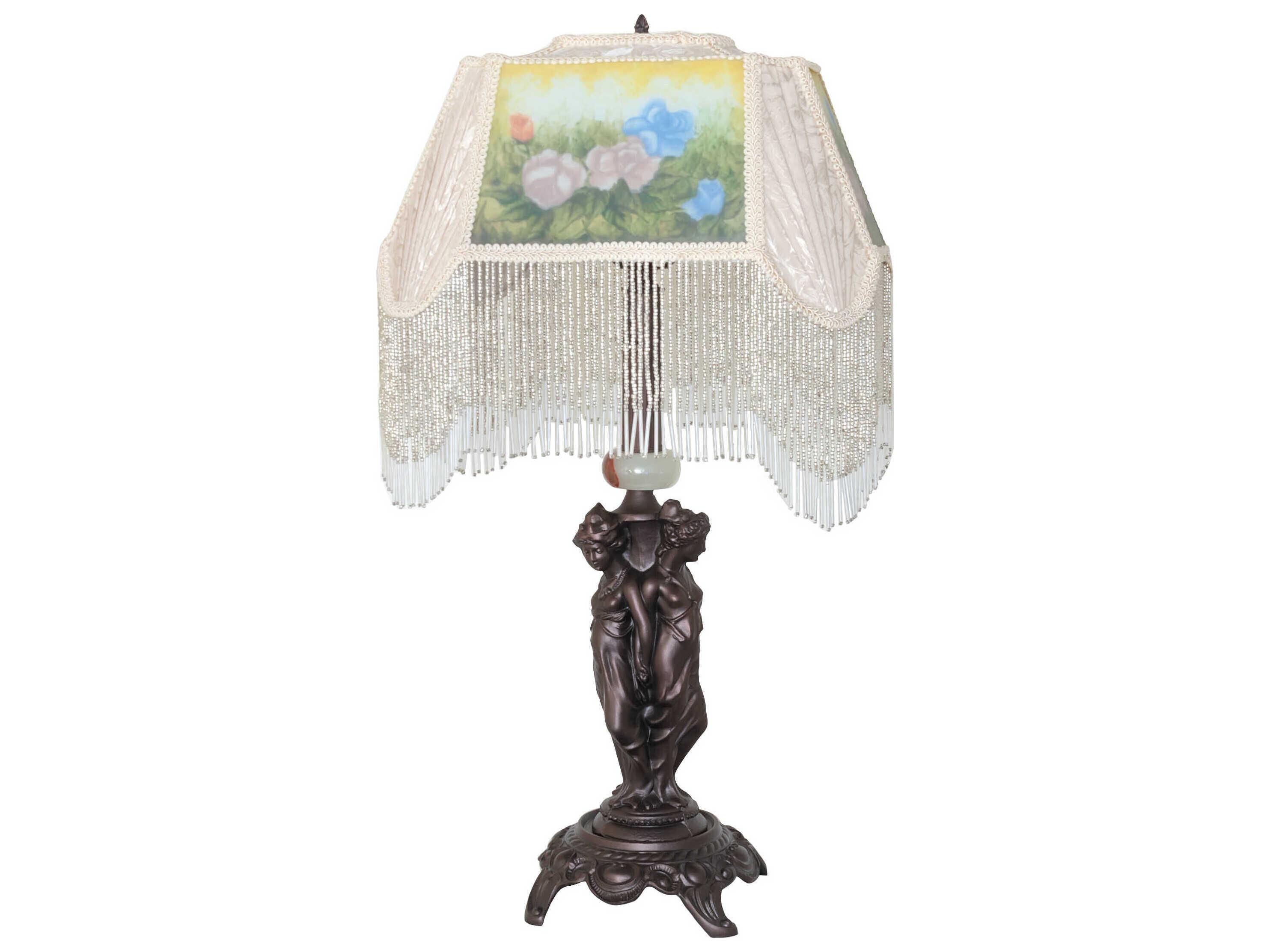 Meyda Reverse Painted Ivory Textrene Buffet Lamp
