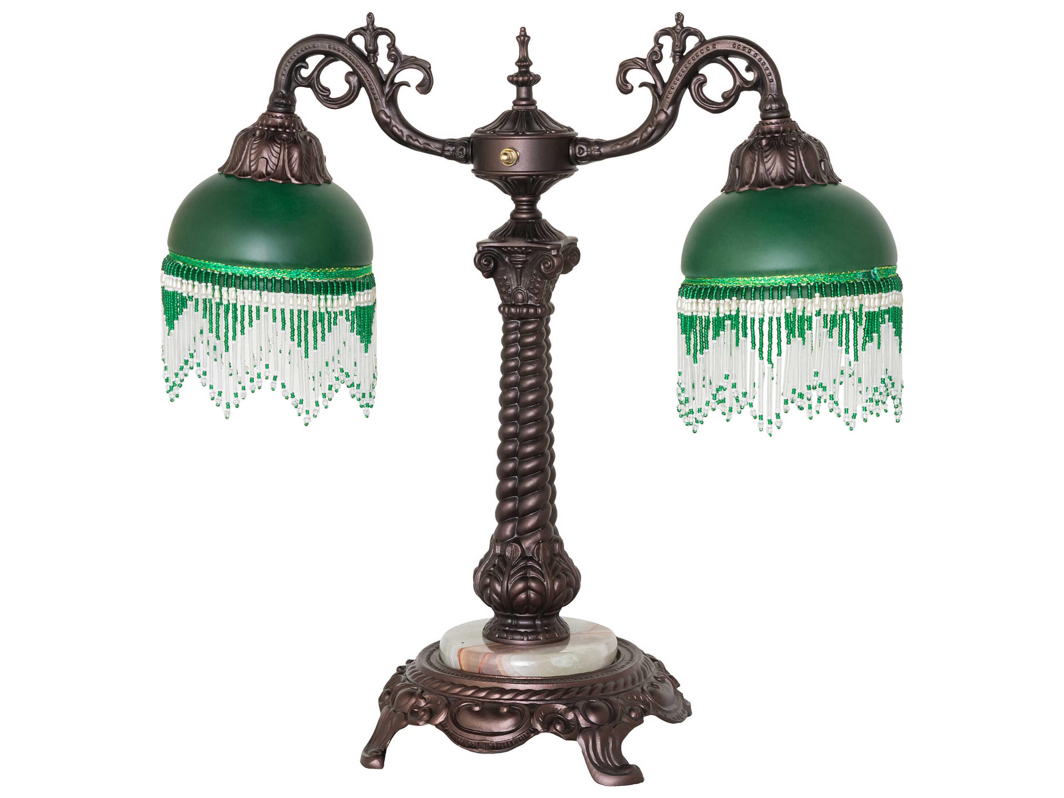 Meyda Roussillon Green Mottled Art Glass Table Lamp