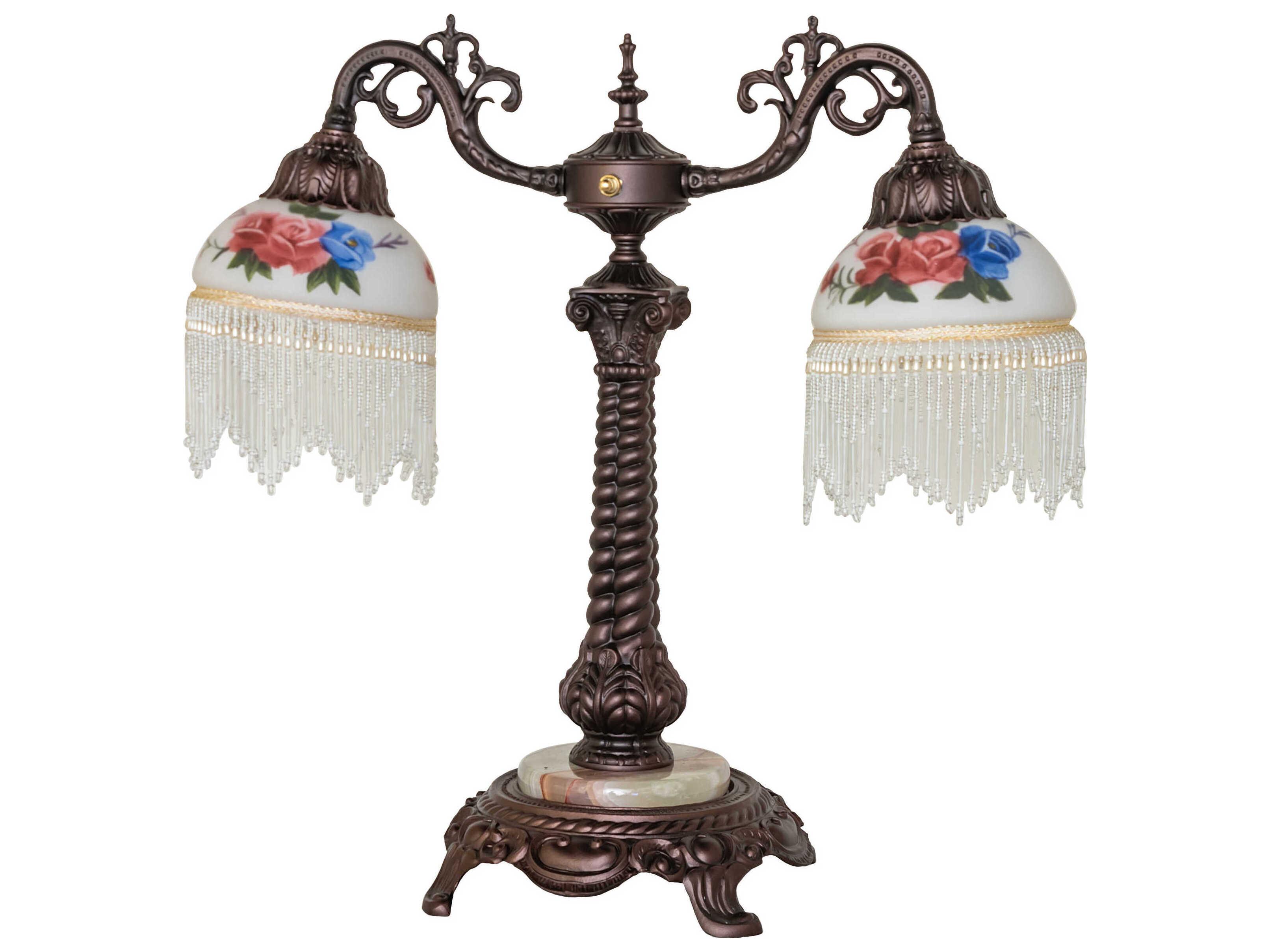 Meyda Roussillon White Art Glass Table Lamp