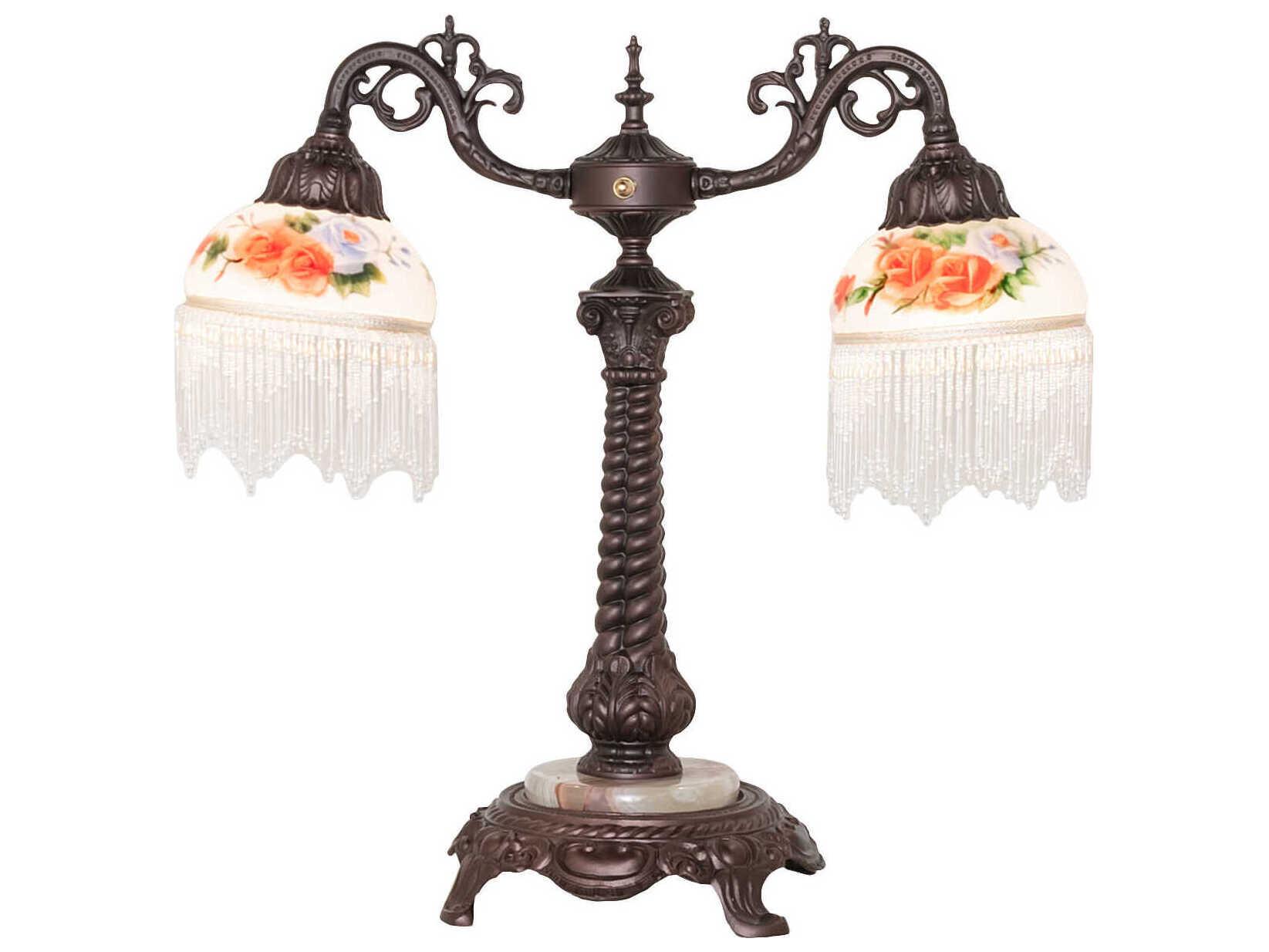 Meyda Roussillon White Art Glass Table Lamp