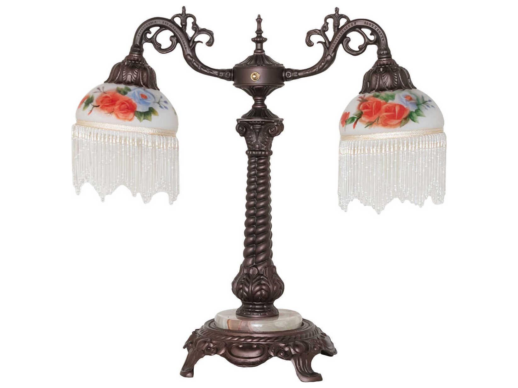 Meyda Roussillon White Art Glass Table Lamp