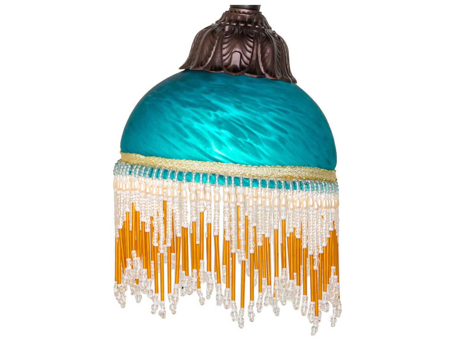 Meyda Roussillon Teal Mottled Art Glass Table Lamp