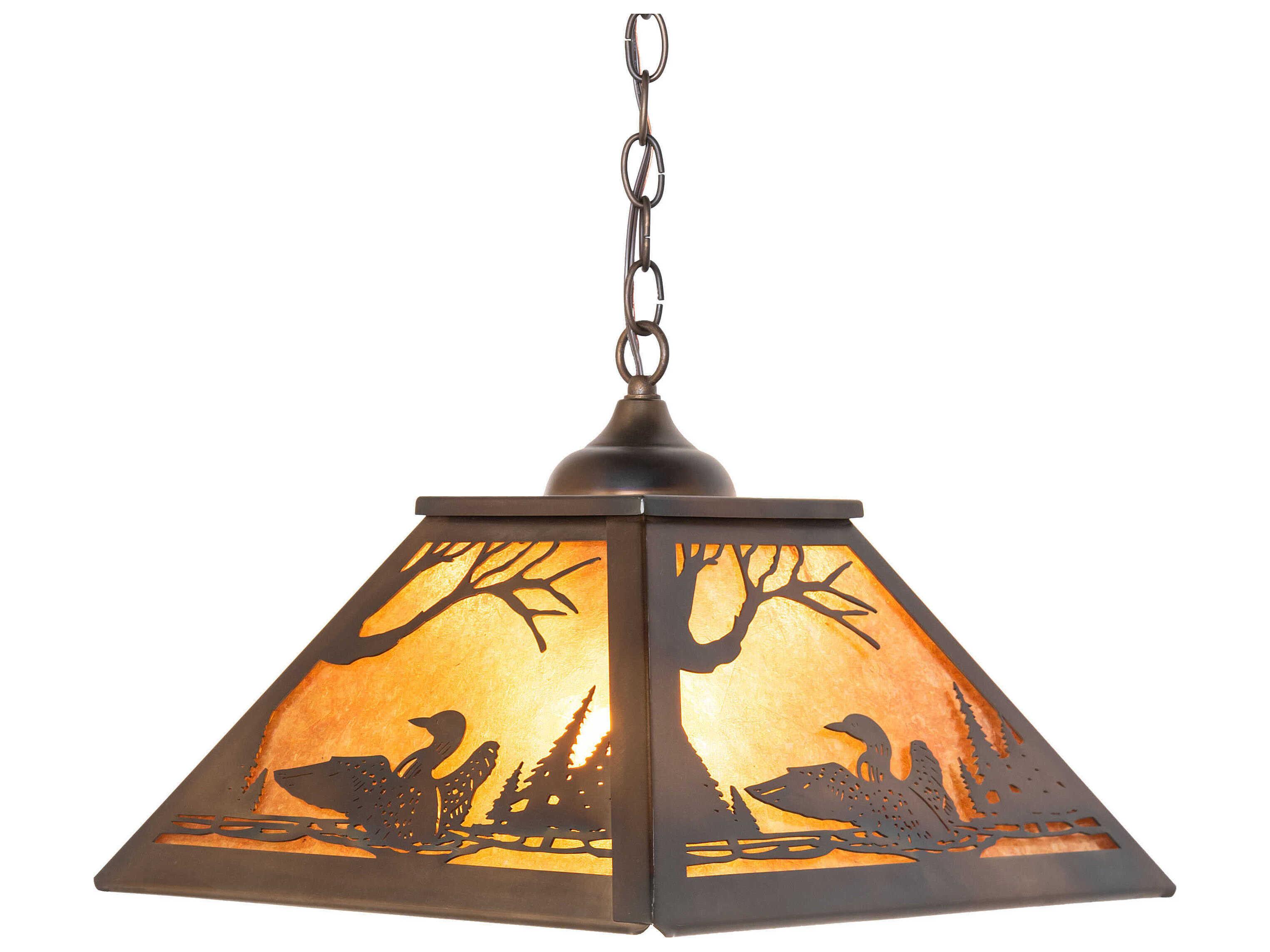 Meyda Loon 2-Light Dark Burnished Antique Copper Pendant