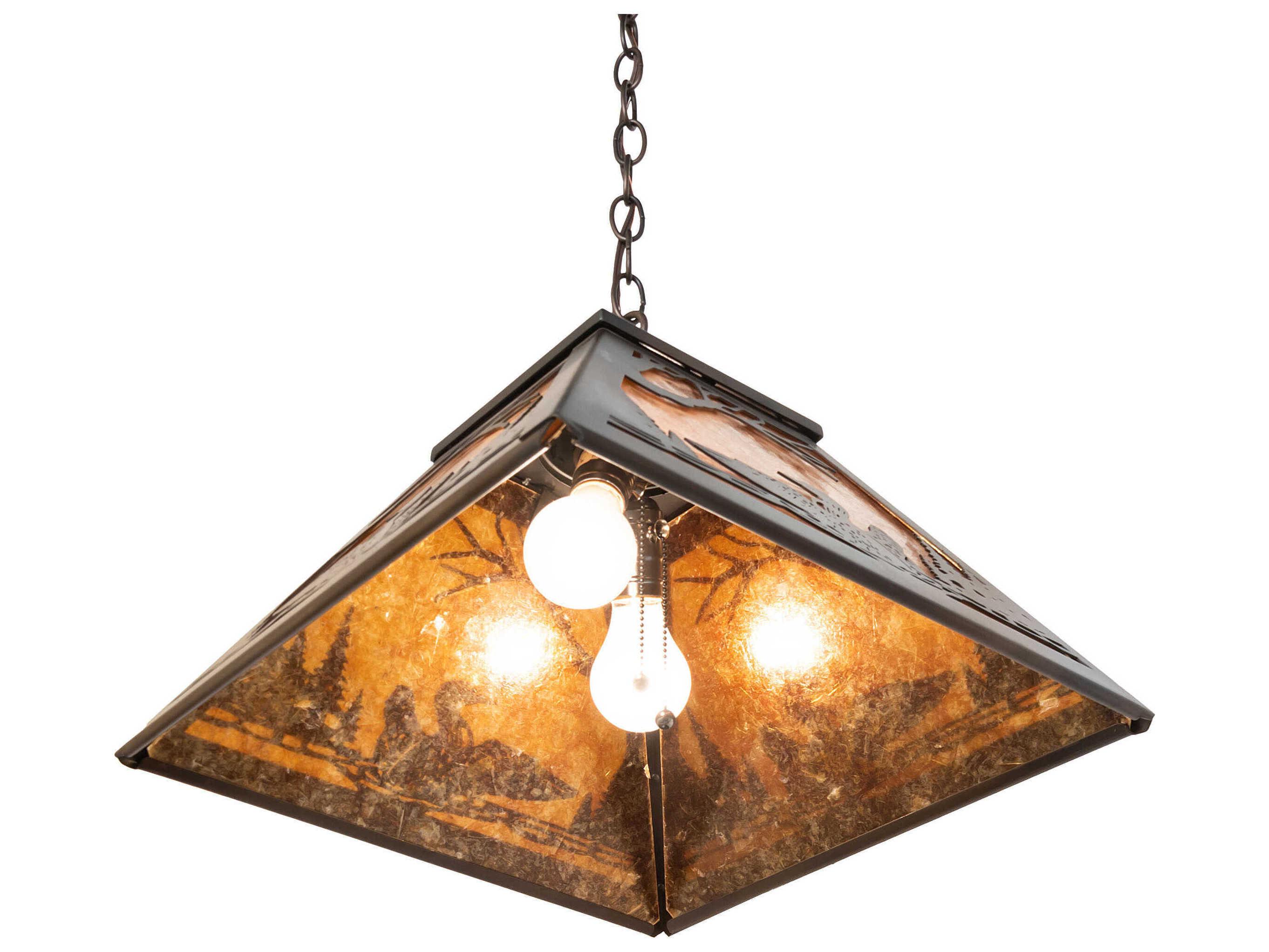 Meyda Loon 2-Light Dark Burnished Antique Copper Pendant