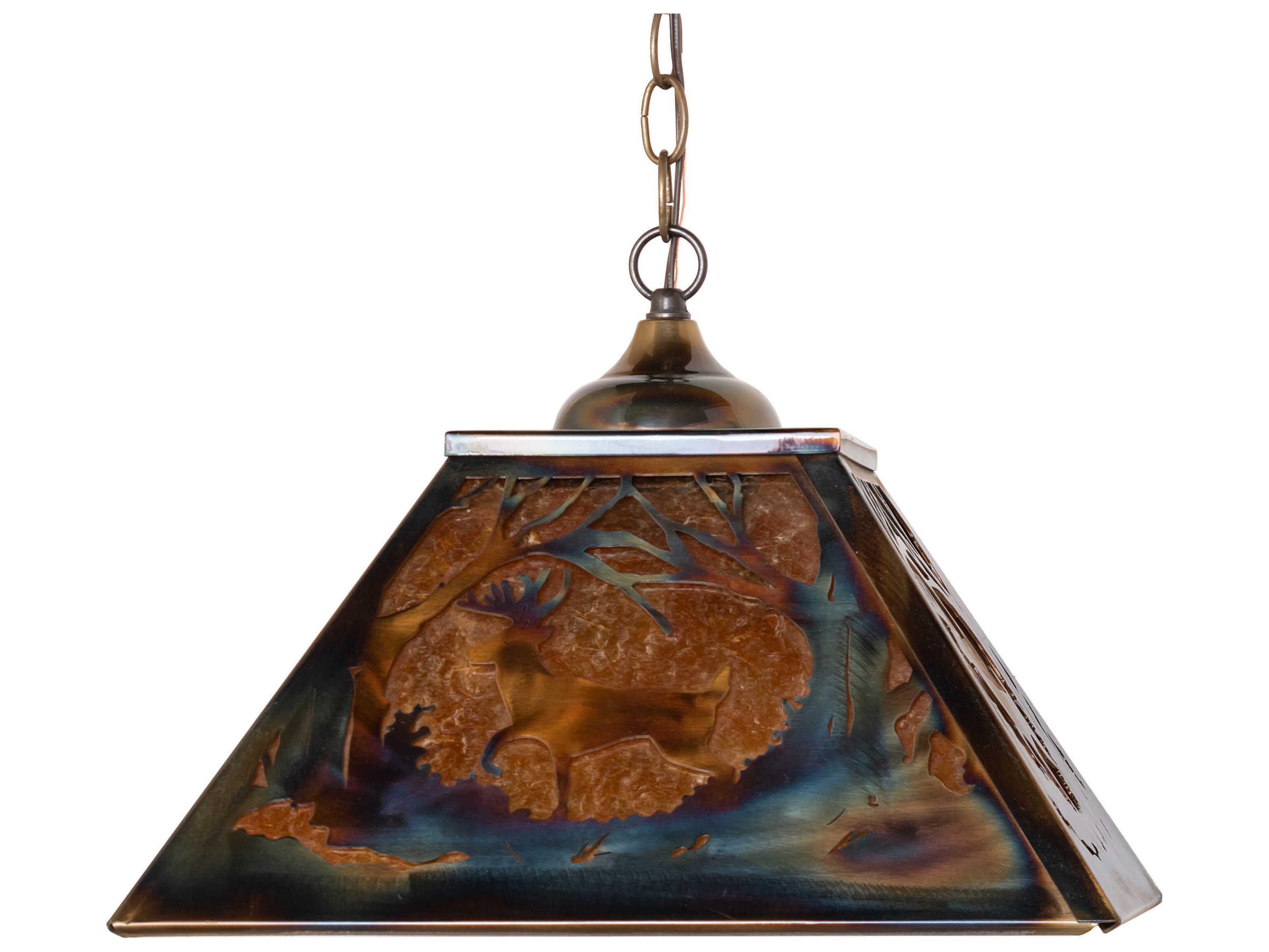 Meyda Deer At Dawn 2-Light Dark Burnished Transparent Copper Pendant