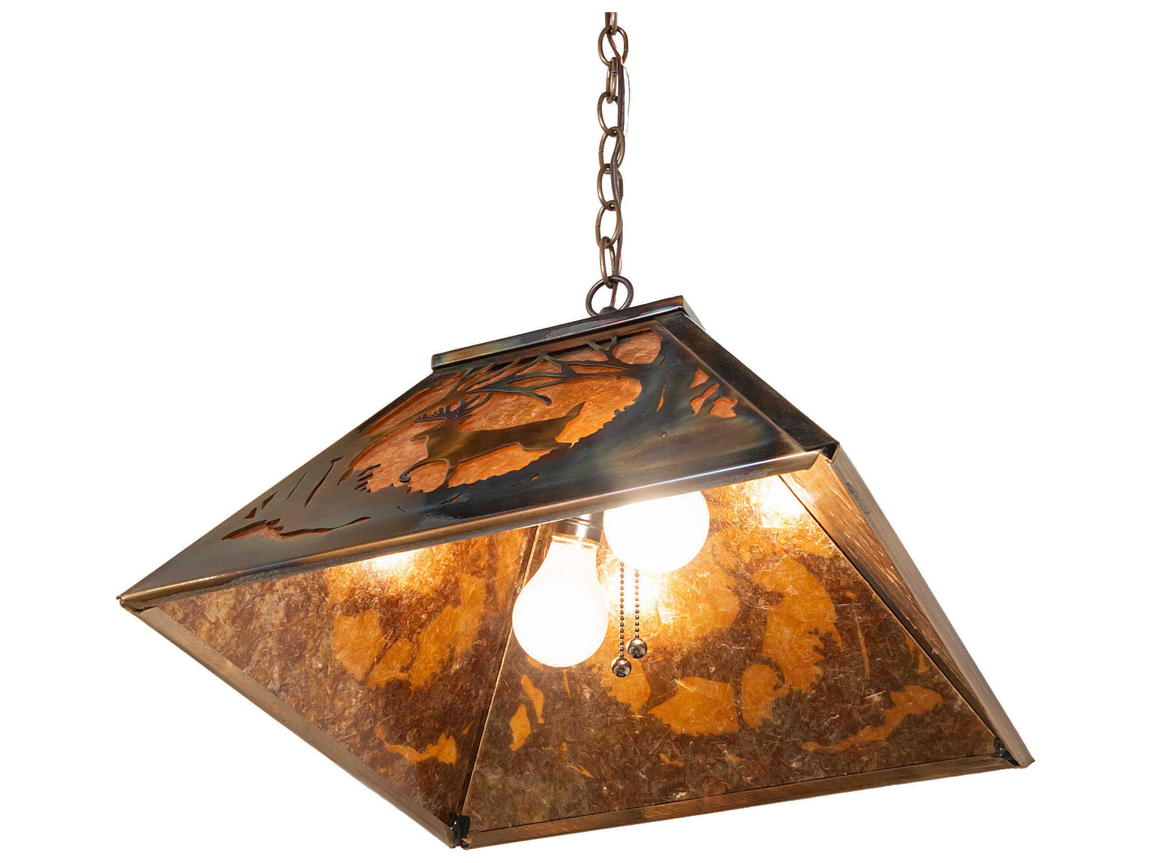 Meyda Deer At Dawn 2-Light Dark Burnished Transparent Copper Pendant