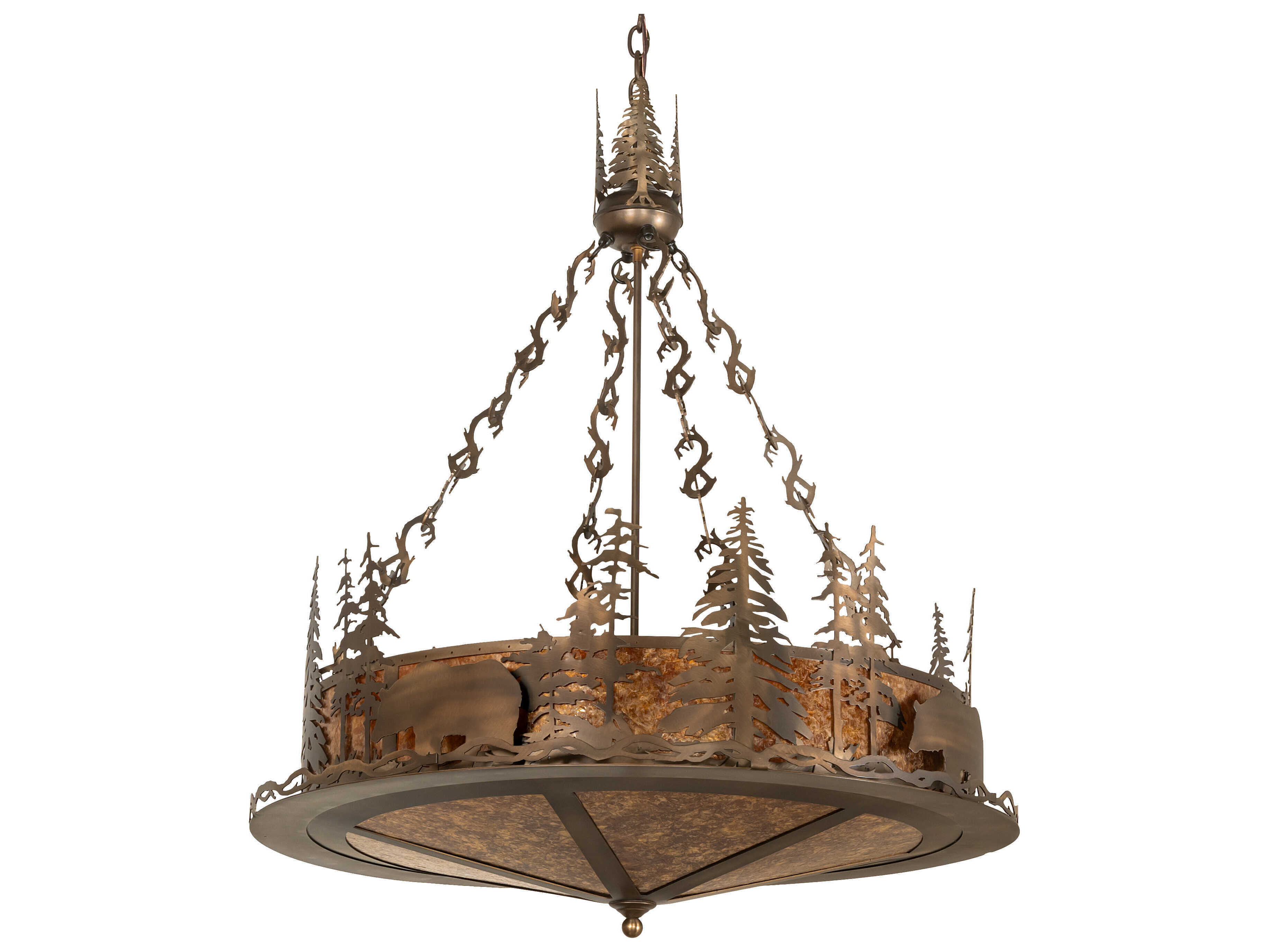 Meyda Bear At Lake 8-Light Antique Copper Round Pendant