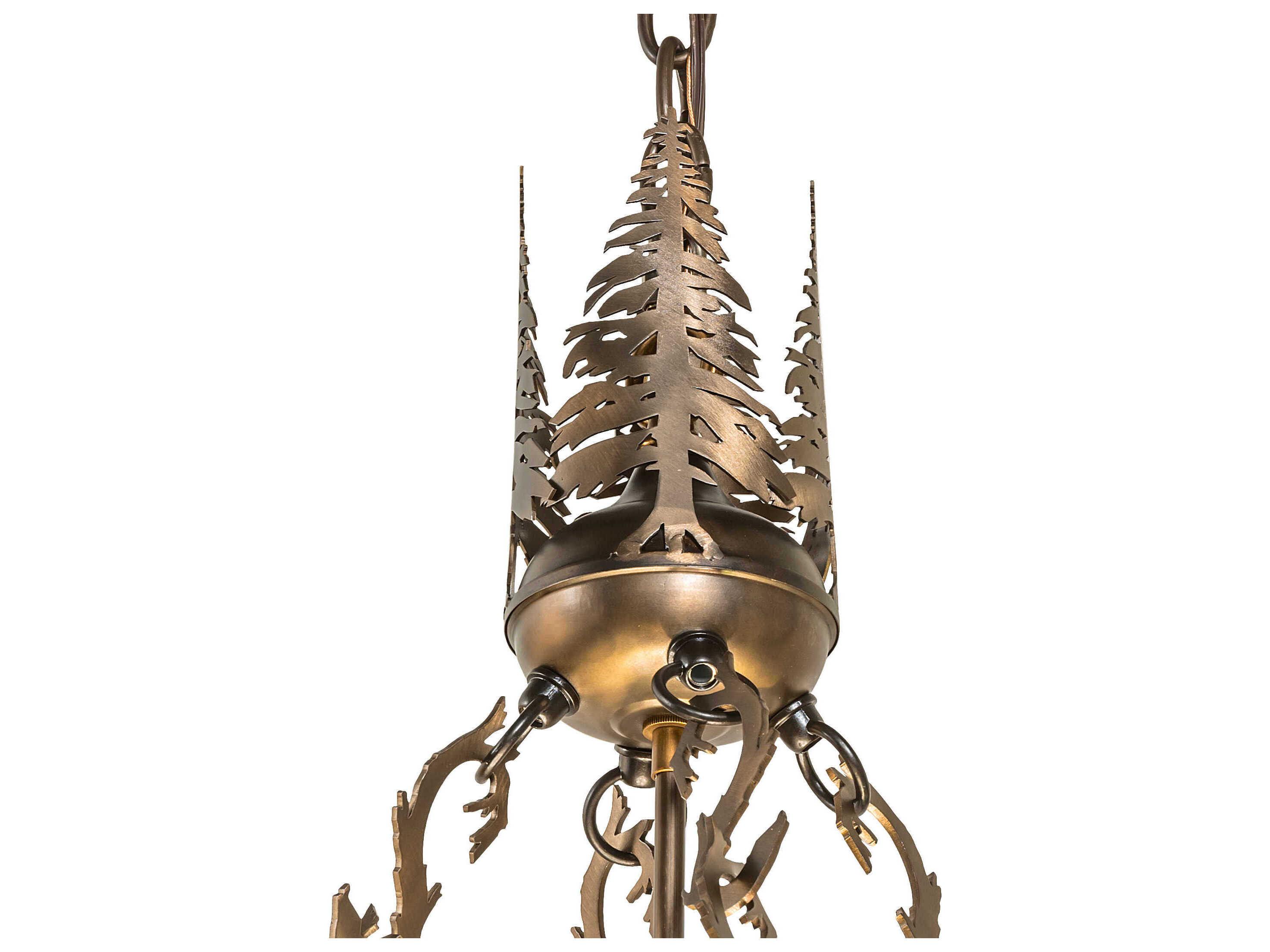 Meyda Bear At Lake 8-Light Antique Copper Round Pendant