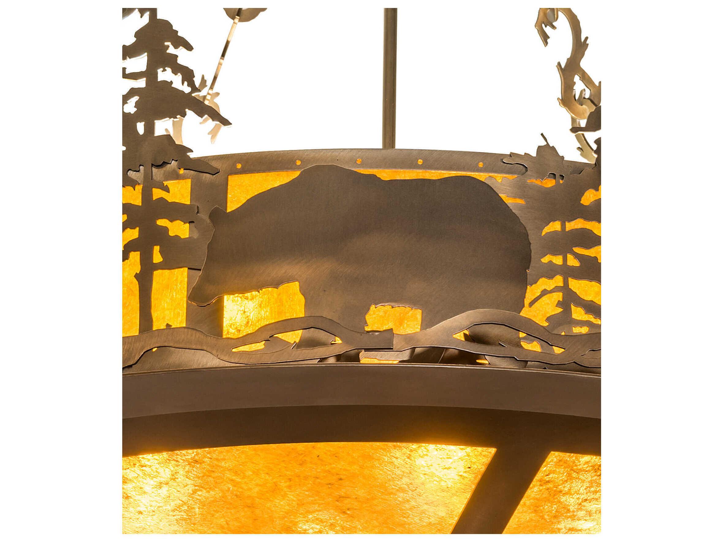 Meyda Bear At Lake 8-Light Antique Copper Round Pendant