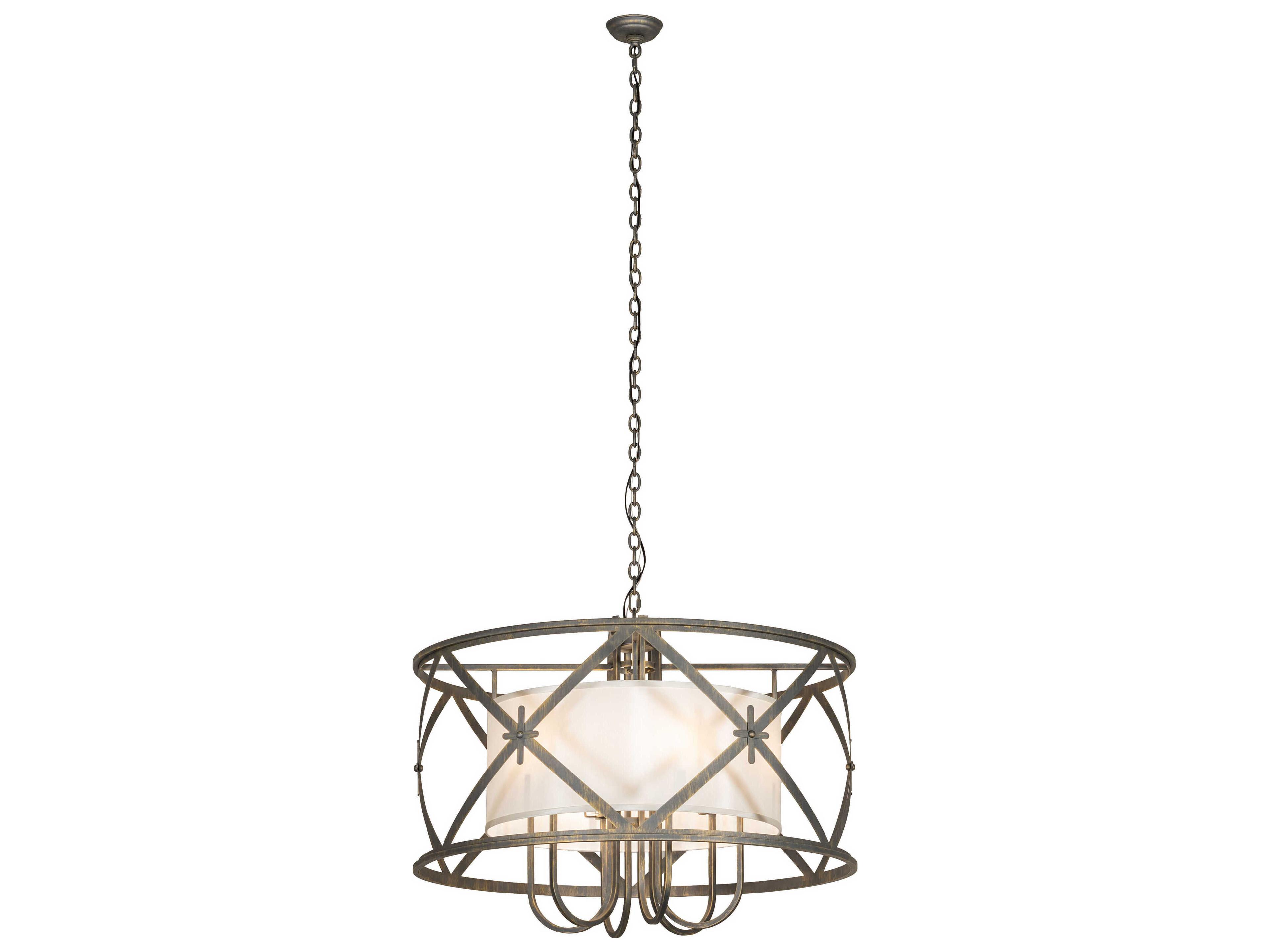 Meyda Penelope 6-Light Antique Brass Drum Pendant