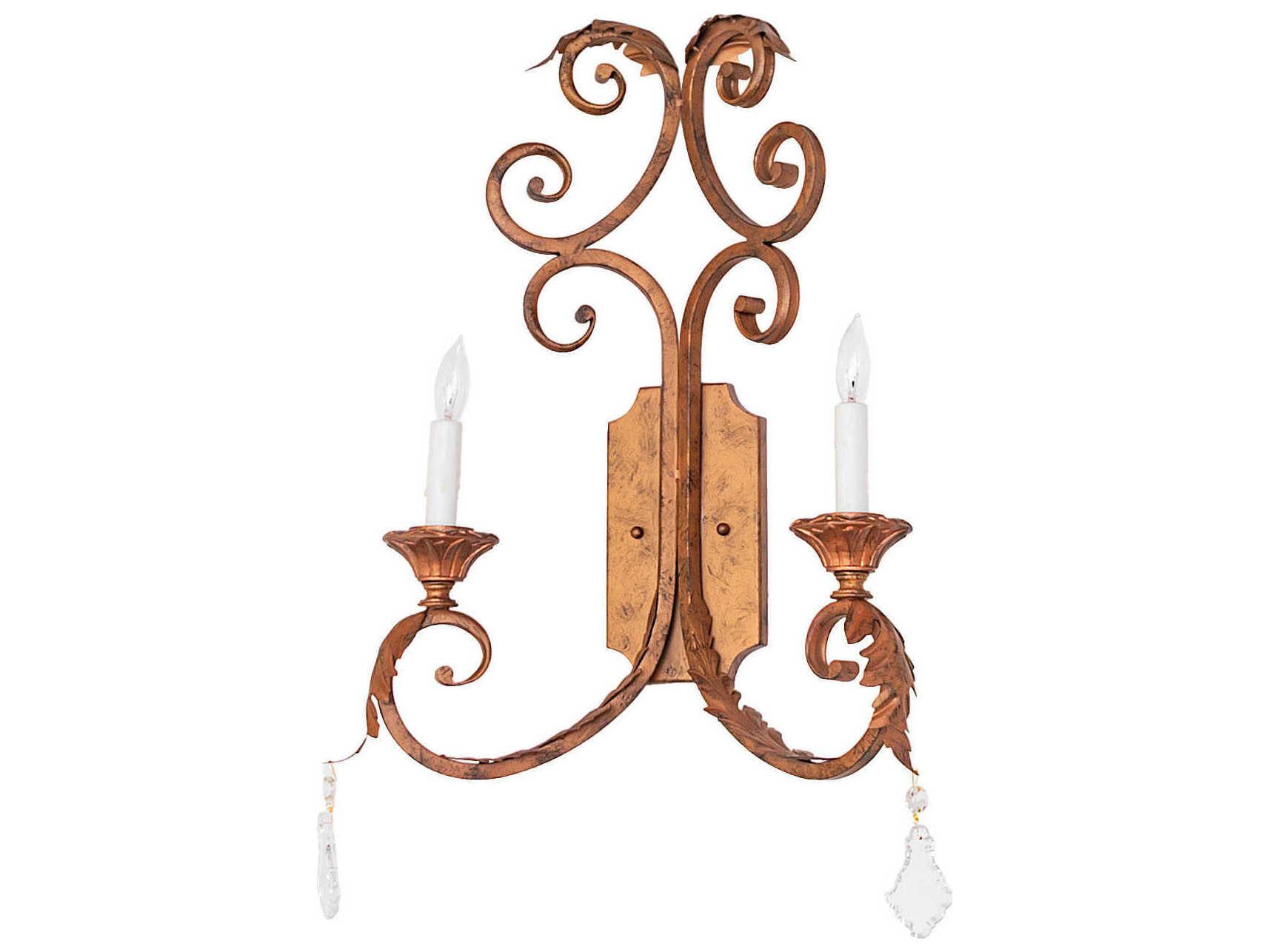 Meyda Serratina 2-Light Spanish Gold Traditional Wall Sconce