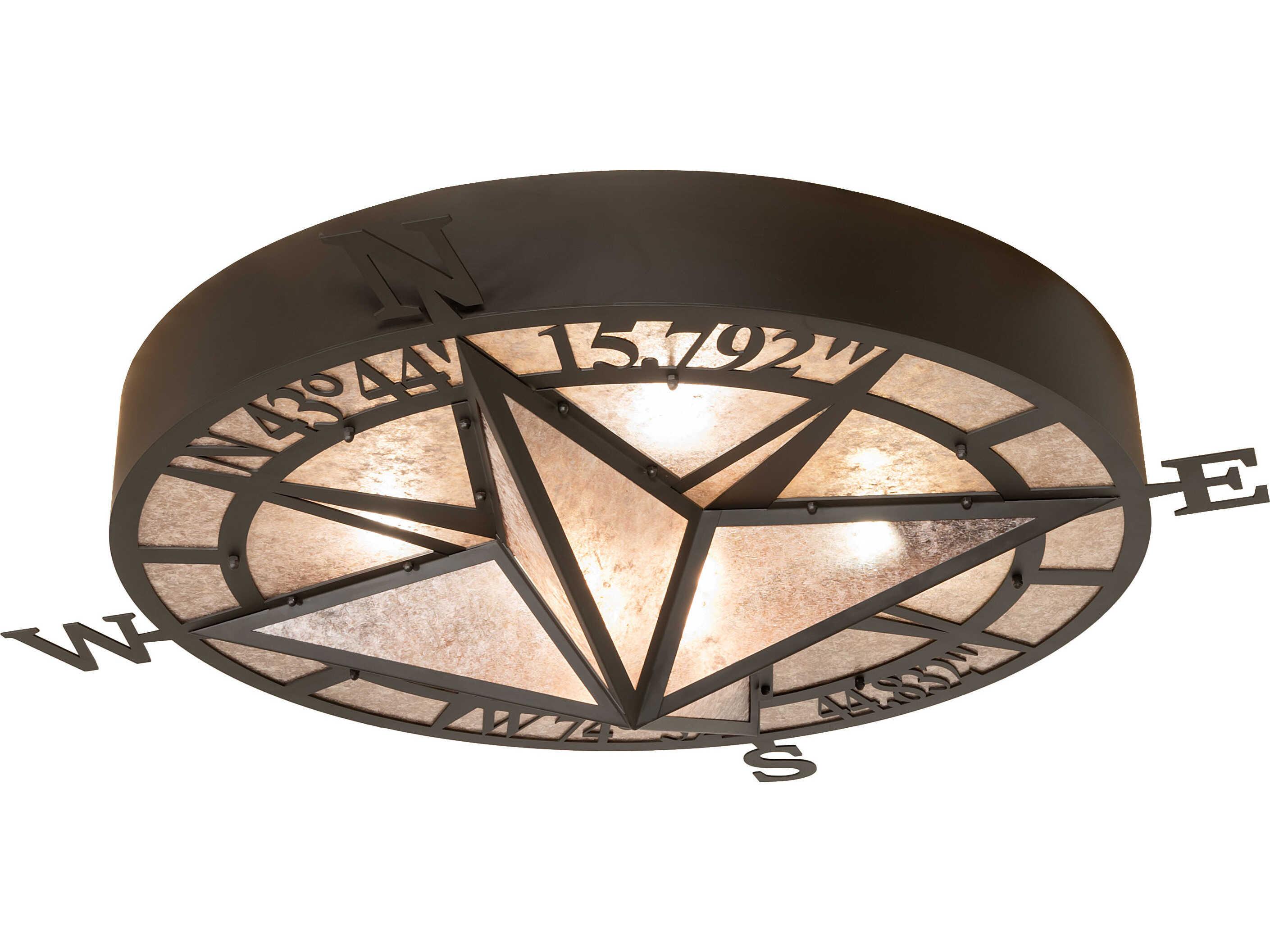 Meyda Personalized 4-Light Silver Mica Bronze Traditional Geometric Flush Mount