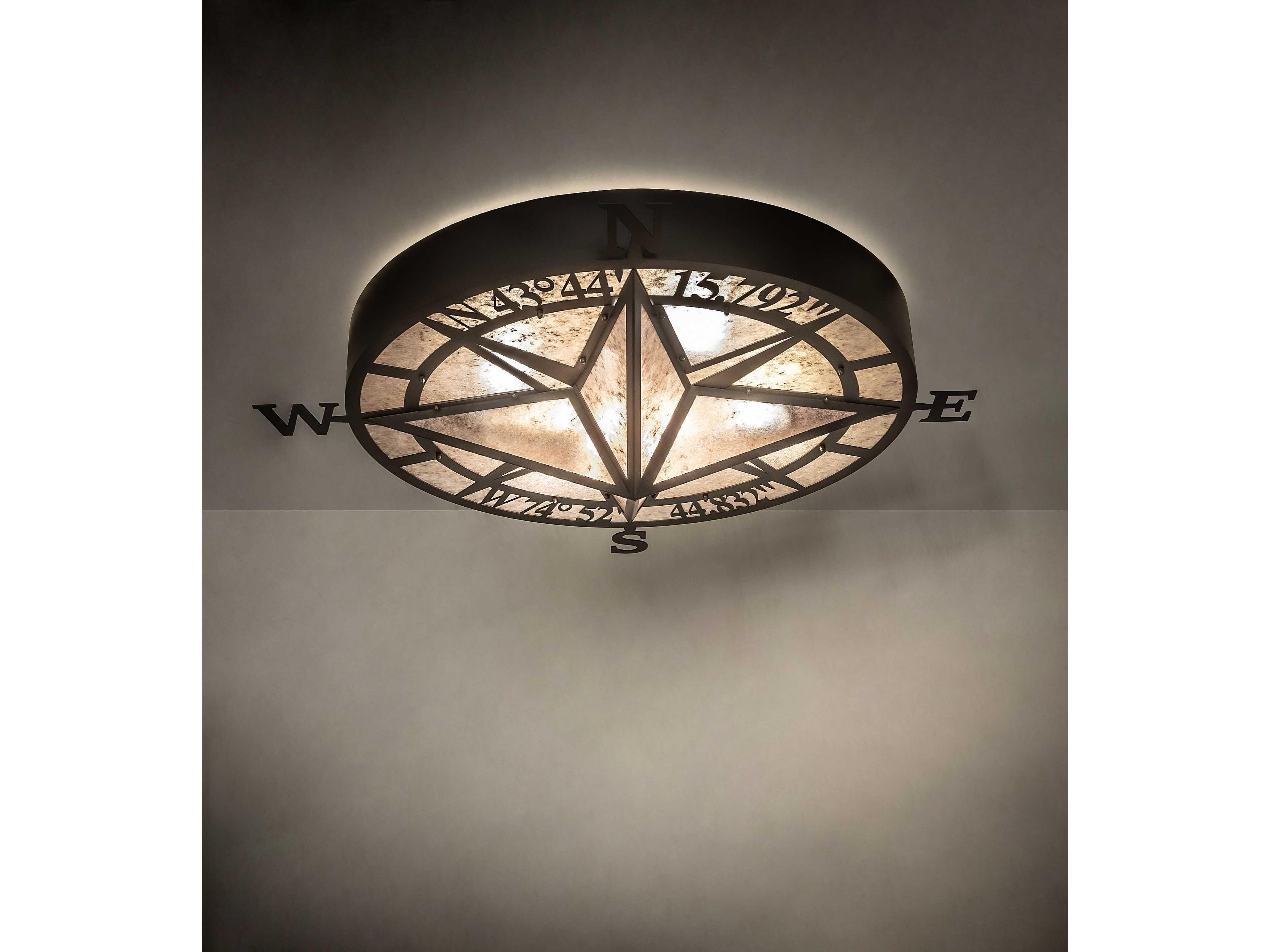 Meyda Personalized 4-Light Silver Mica Bronze Traditional Geometric Flush Mount