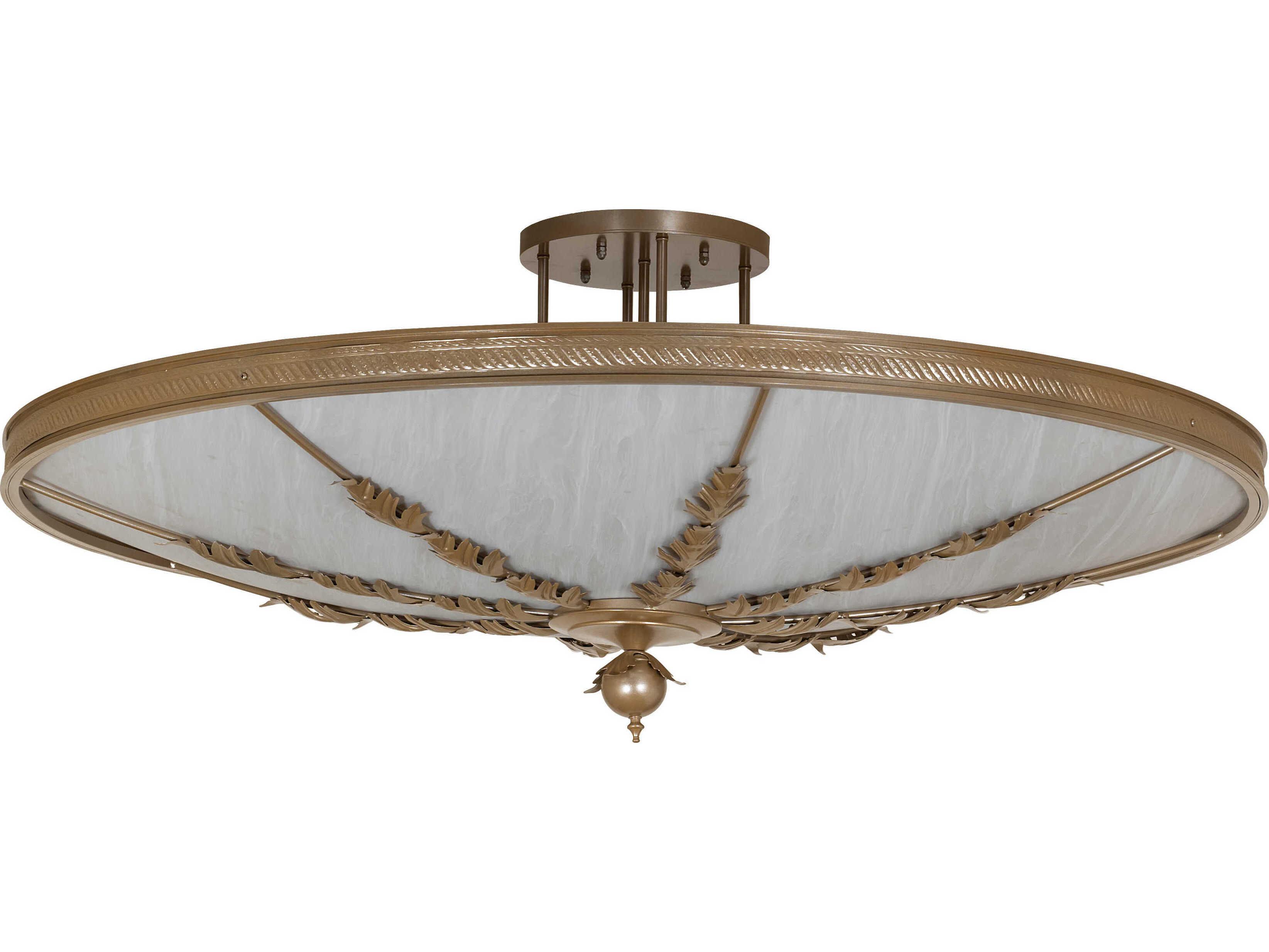 Meyda Hoja 8-Light Champagne Metallic Gold Bowl Semi Flush Mount