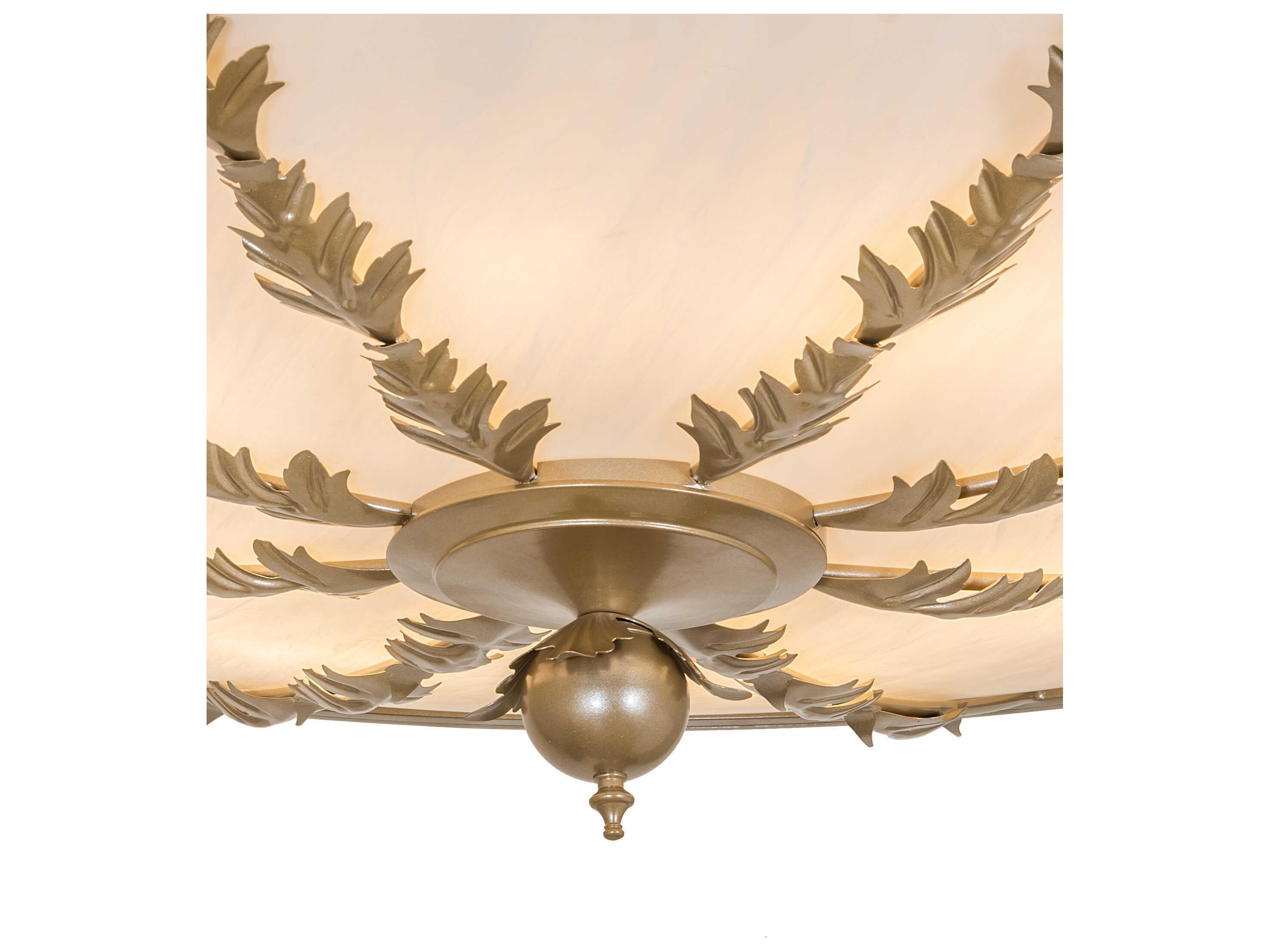 Meyda Hoja 8-Light Champagne Metallic Gold Bowl Semi Flush Mount